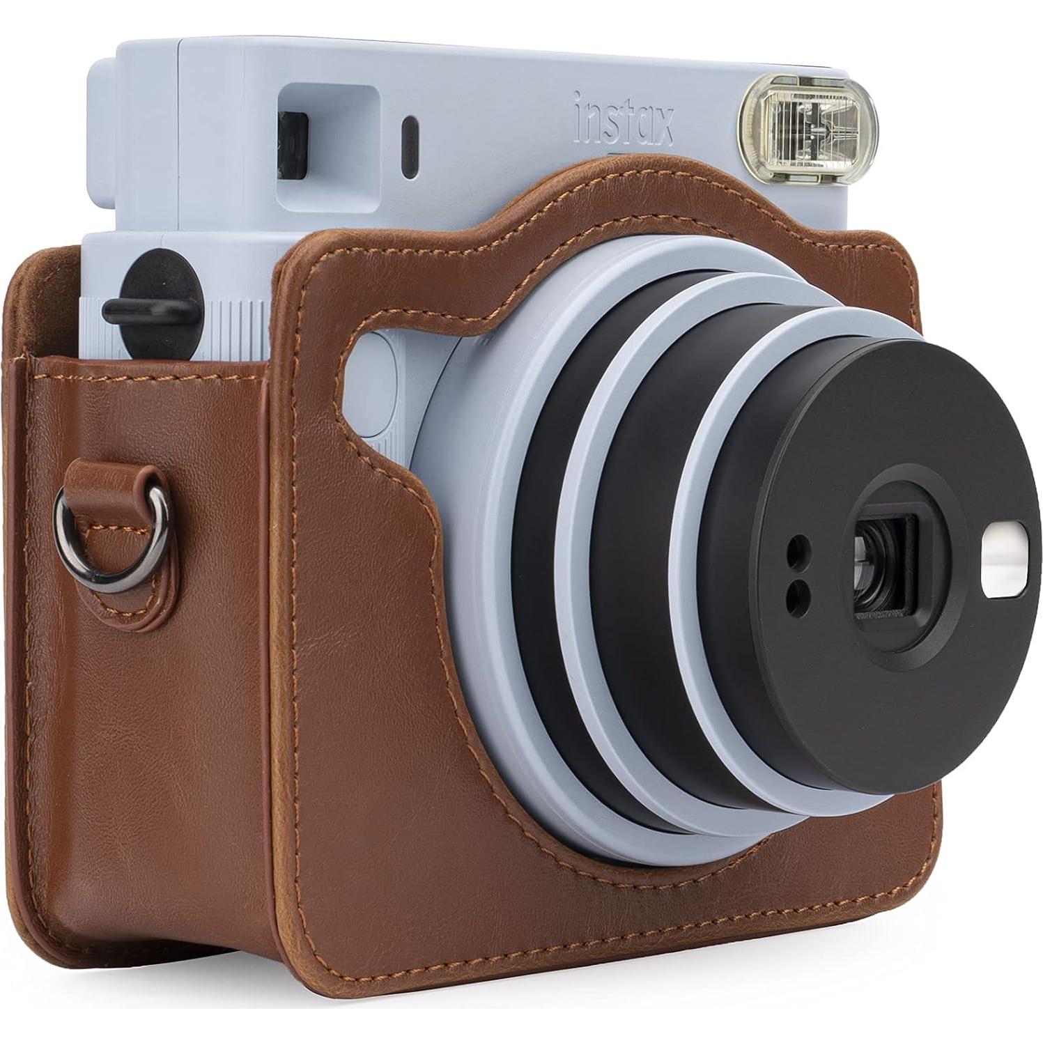Funda Protectora Frankmate para Cámara Fujifilm Instax SQ1 - Cuero PU Marrón