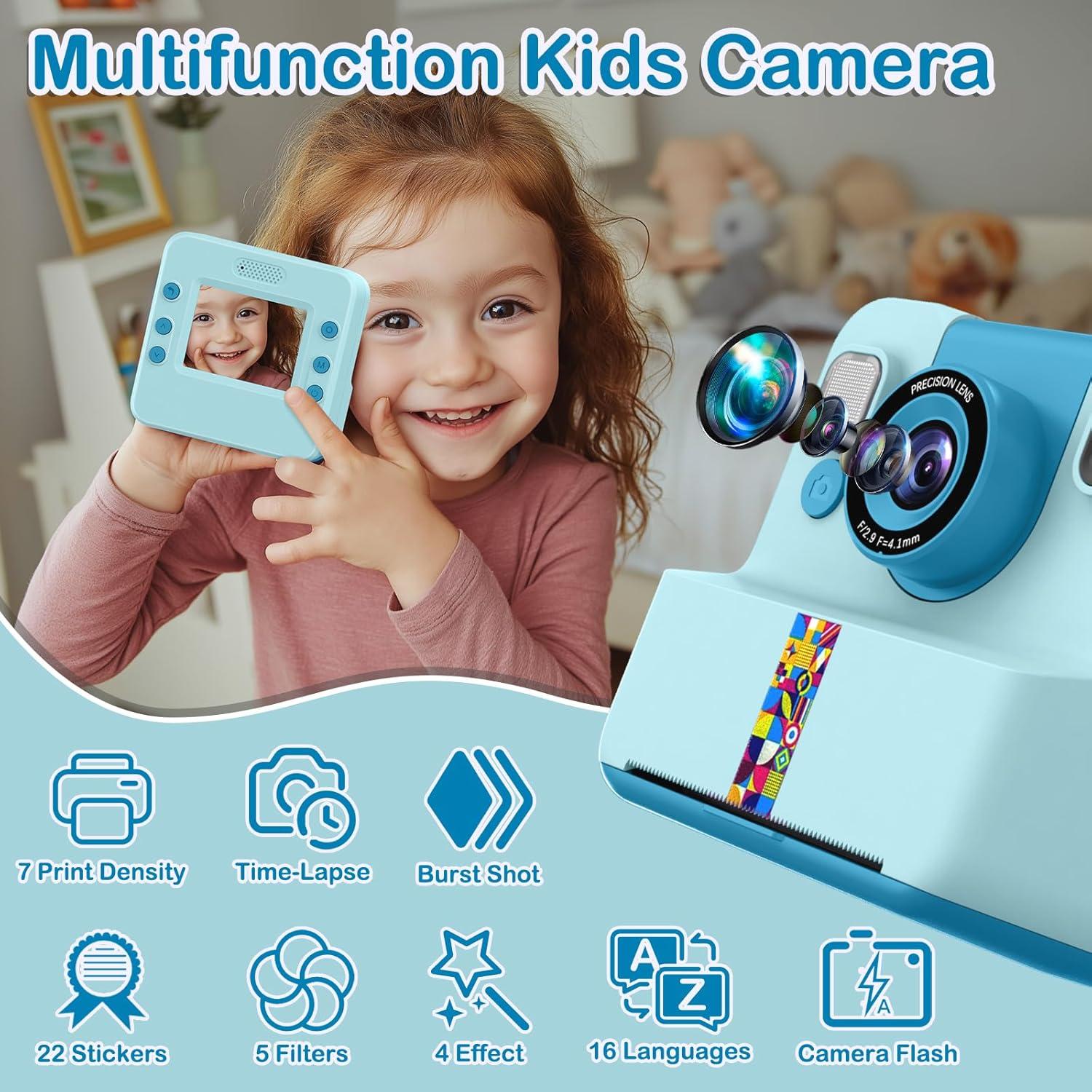 Cámara Instantánea Digital para Niños Nreonrick Azul 32GB