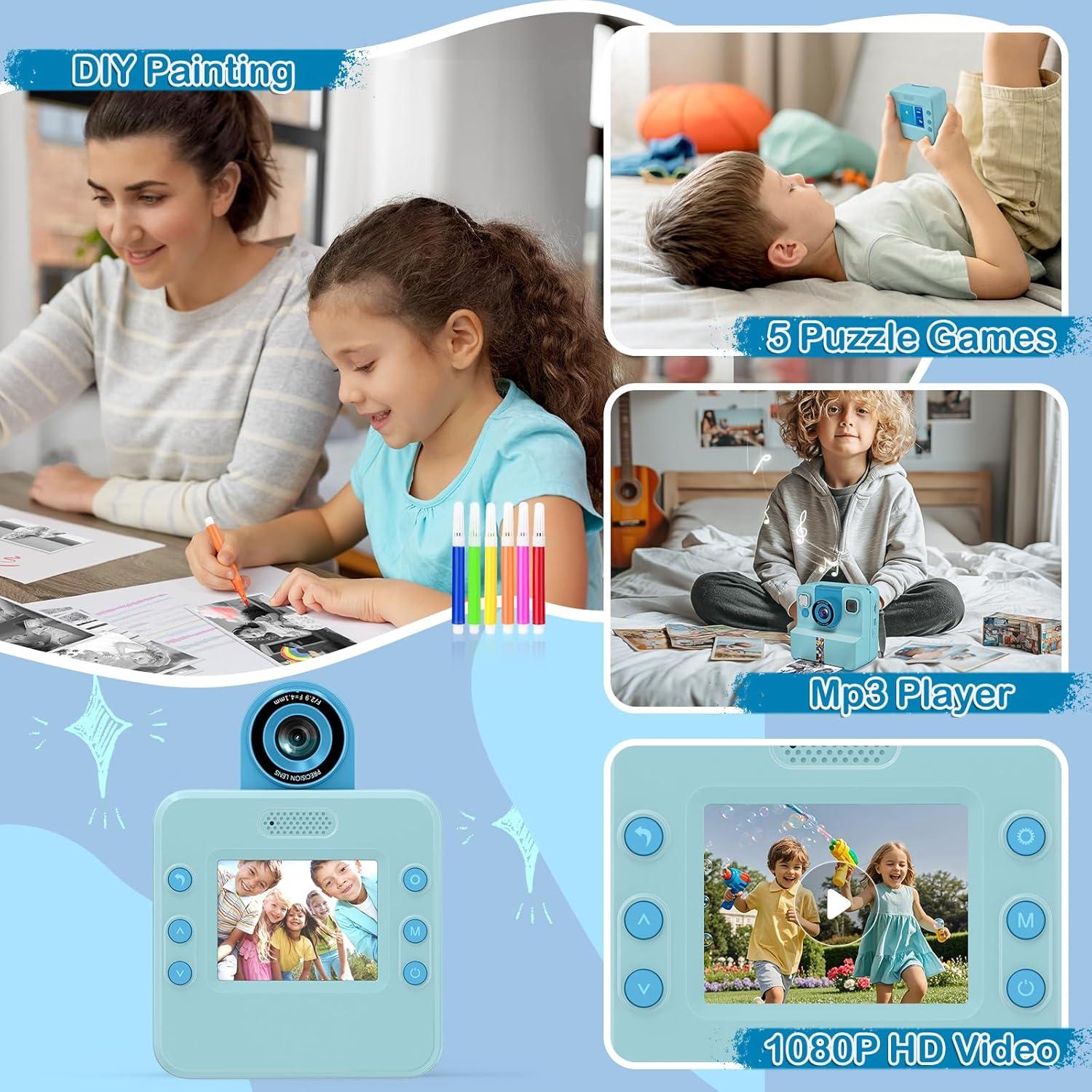 Cámara Instantánea Digital para Niños Nreonrick Azul 32GB