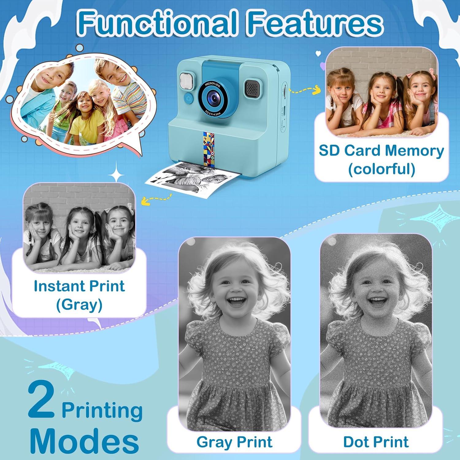 Cámara Instantánea Digital para Niños Nreonrick Azul 32GB