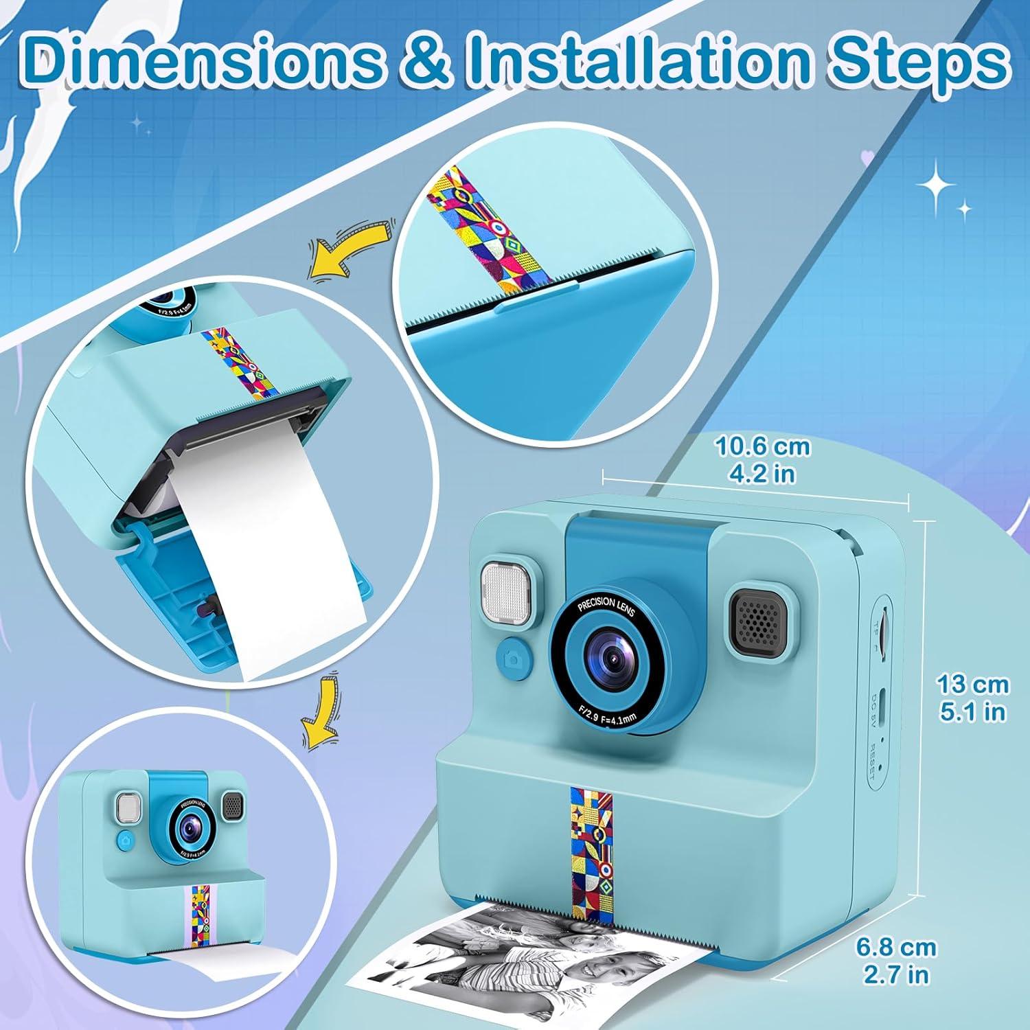 Cámara Instantánea Digital para Niños Nreonrick Azul 32GB