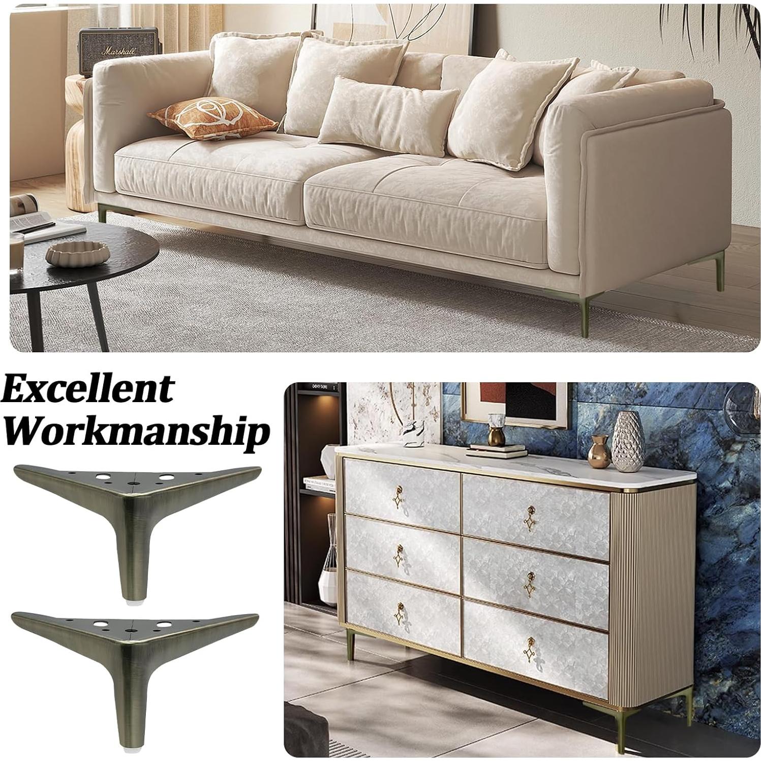 Juego de 4 Patas de Mueble de Metal Kyuionty 10cm Latón Antiguo