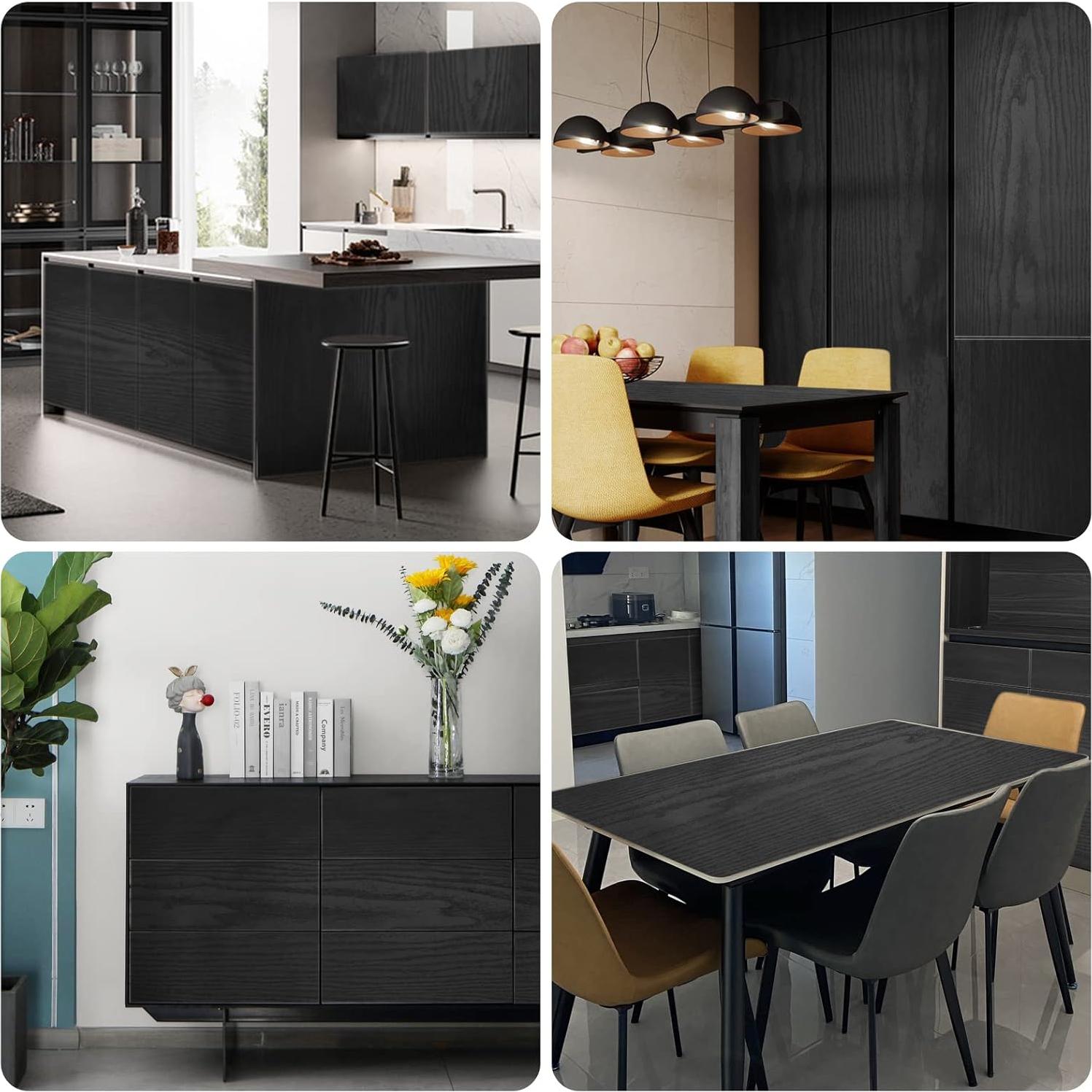 Papel Contact Autoadhesivo Seonta Madera Negra 30x300 cm