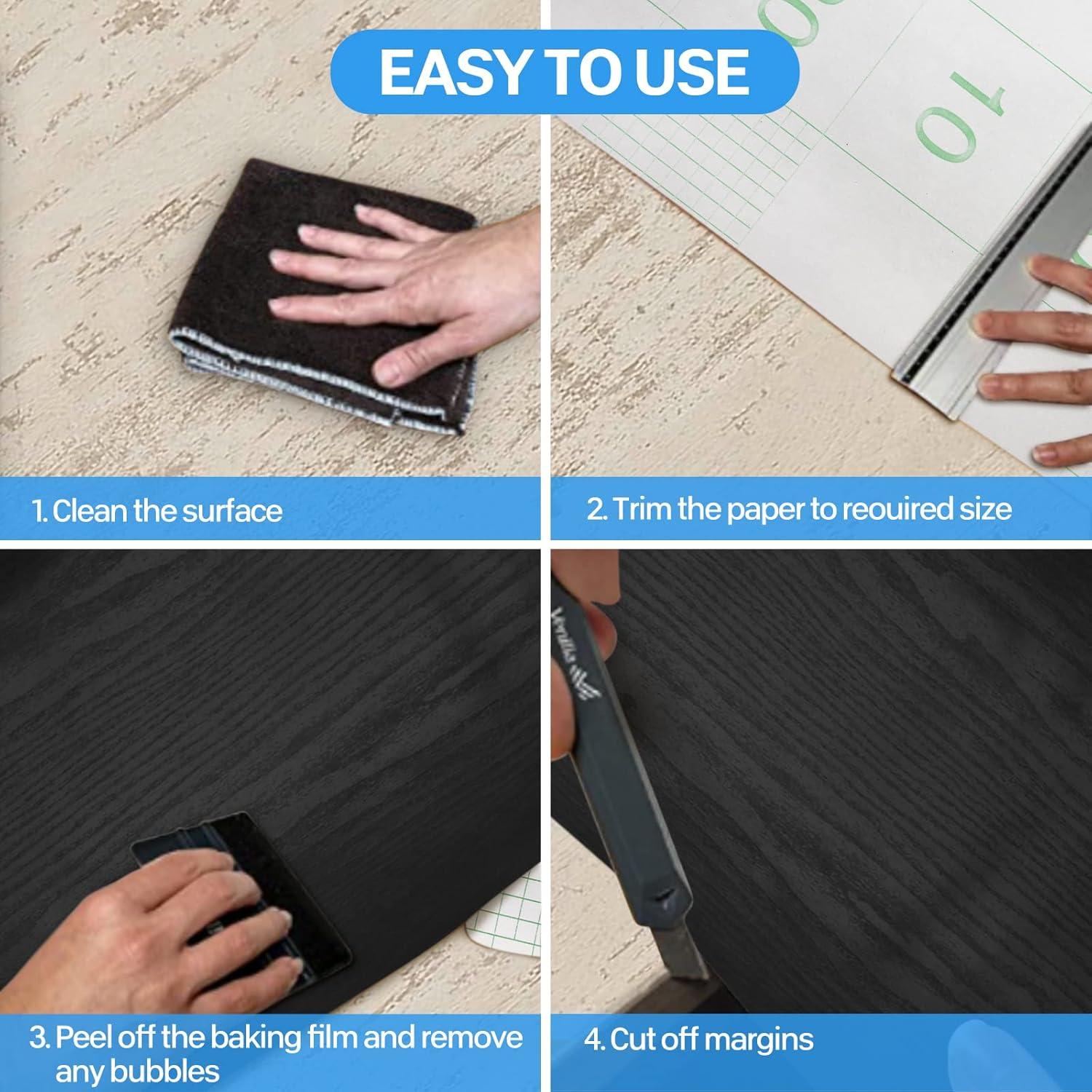 Papel Contact Autoadhesivo Seonta Madera Negra 30x300 cm