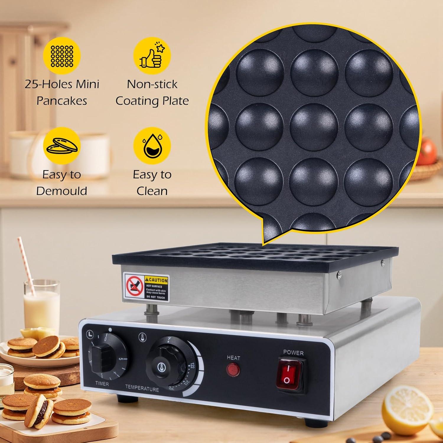 Fabricante de Pancakes Mini Dyna-Living 950W 25PCS Antiadherente