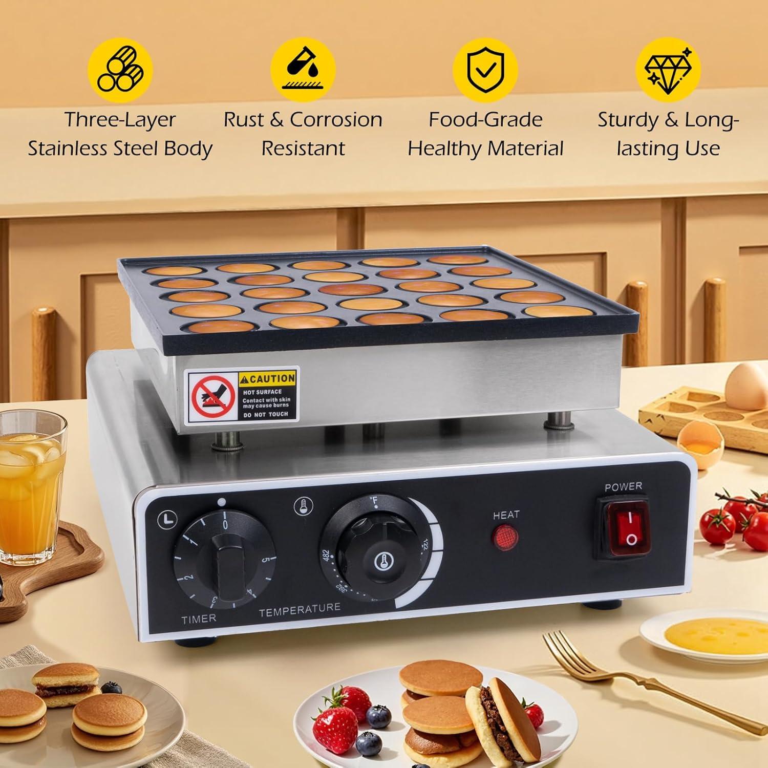 Fabricante de Pancakes Mini Dyna-Living 950W 25PCS Antiadherente
