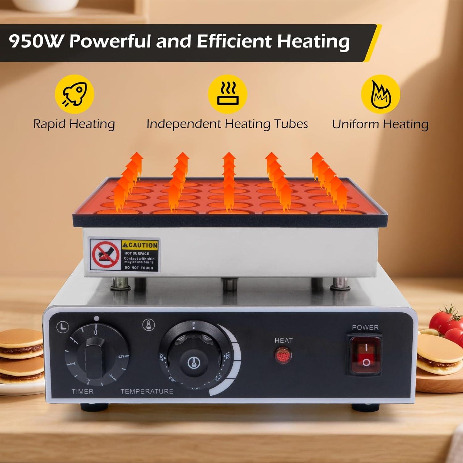 Fabricante de Pancakes Mini Dyna-Living 950W 25PCS Antiadherente