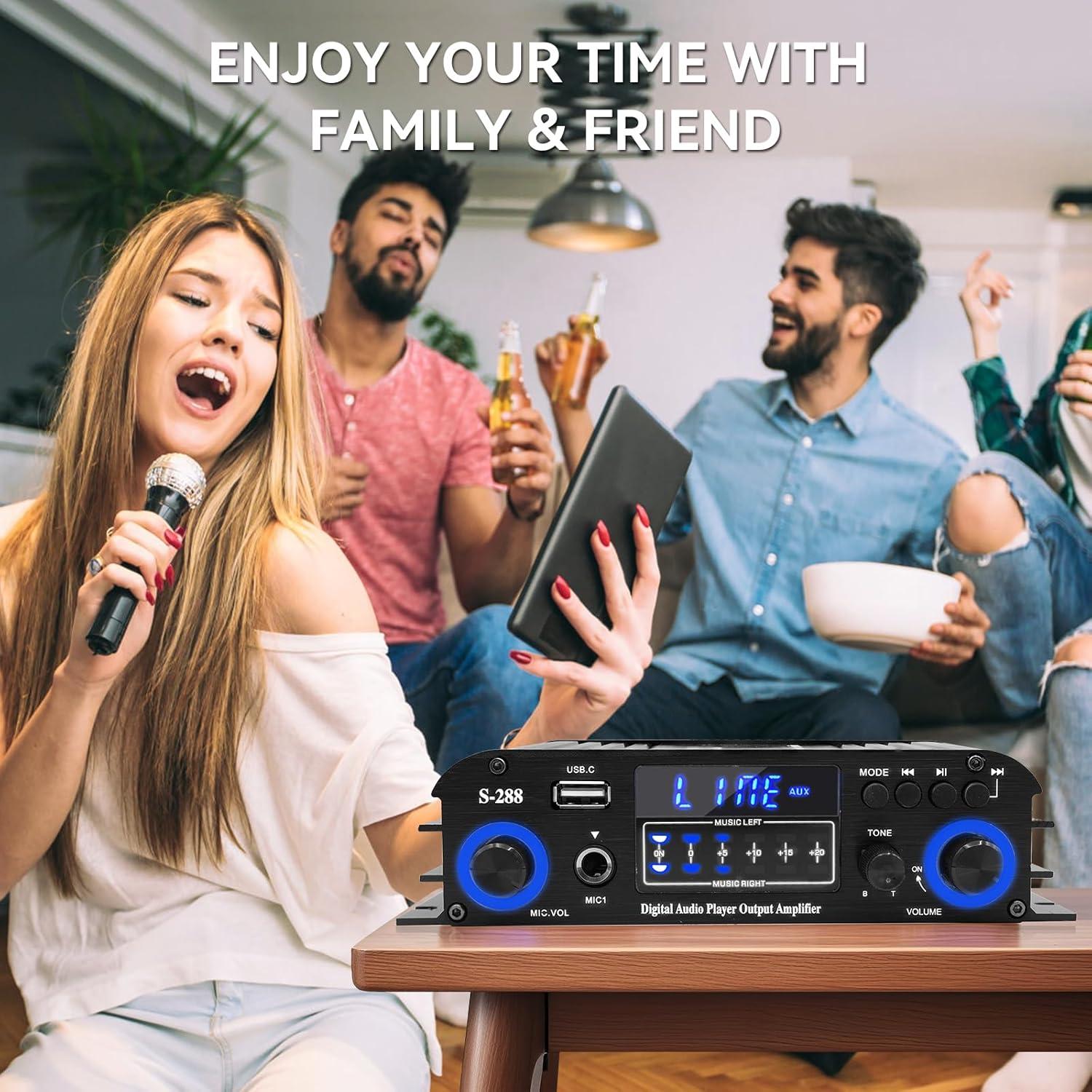 Amplificador de Audio Bluetooth 5.0 JIAATGA S-288 4 Canales 1200W