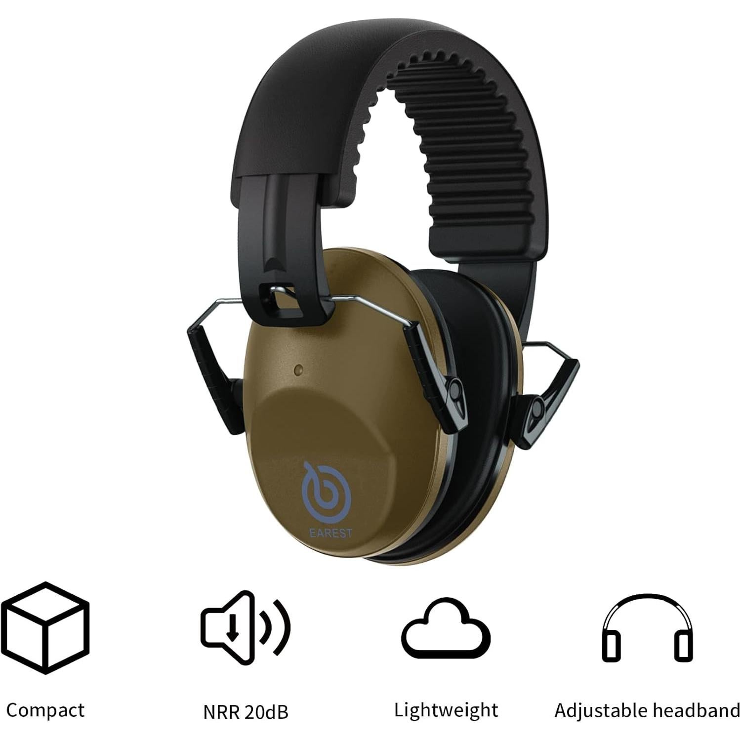 Protectores de Oídos EAREST Verde Militar NRR 20 dB Plegables