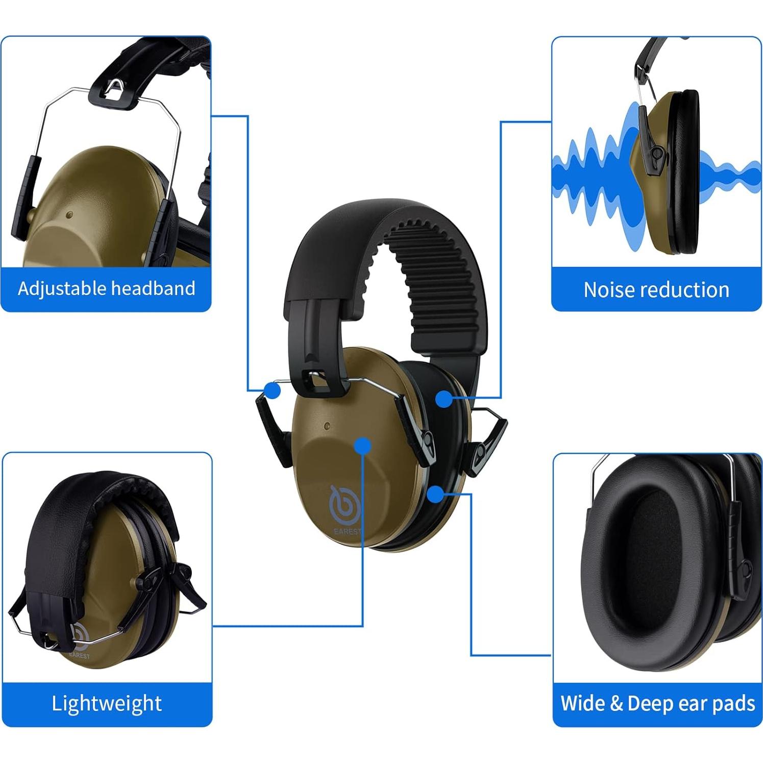 Protectores de Oídos EAREST Verde Militar NRR 20 dB Plegables