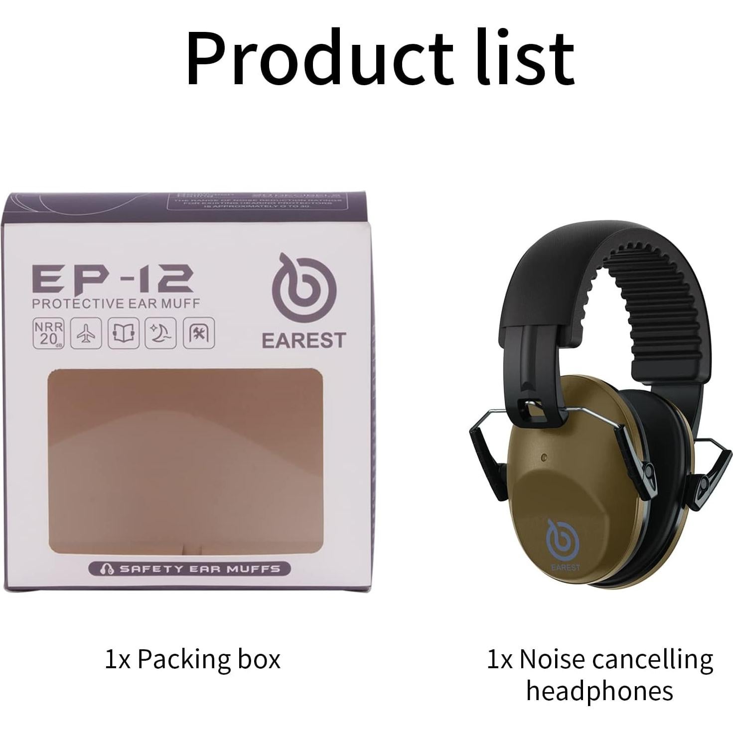 Protectores de Oídos EAREST Verde Militar NRR 20 dB Plegables