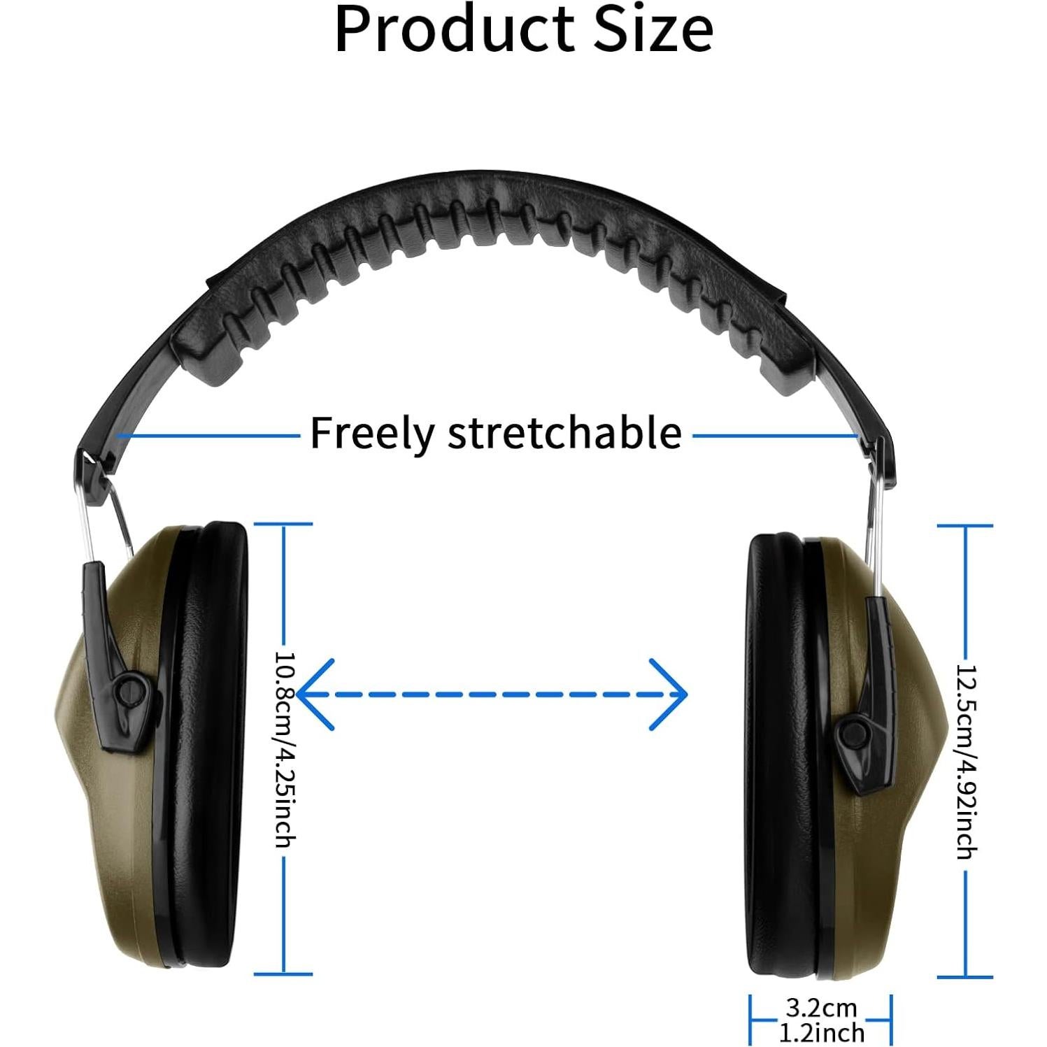 Protectores de Oídos EAREST Verde Militar NRR 20 dB Plegables