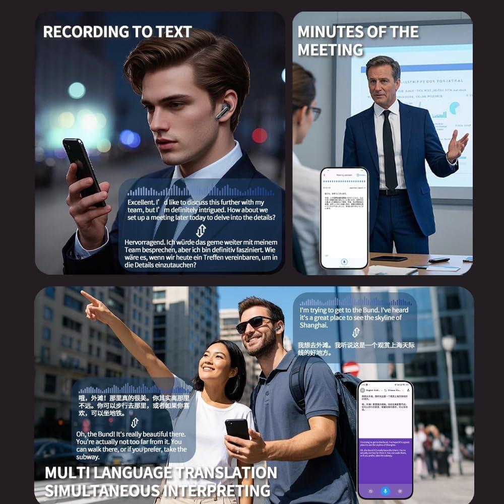 Auriculares Traductores AI 3 en 1 - 144 Idiomas, 36h Batería