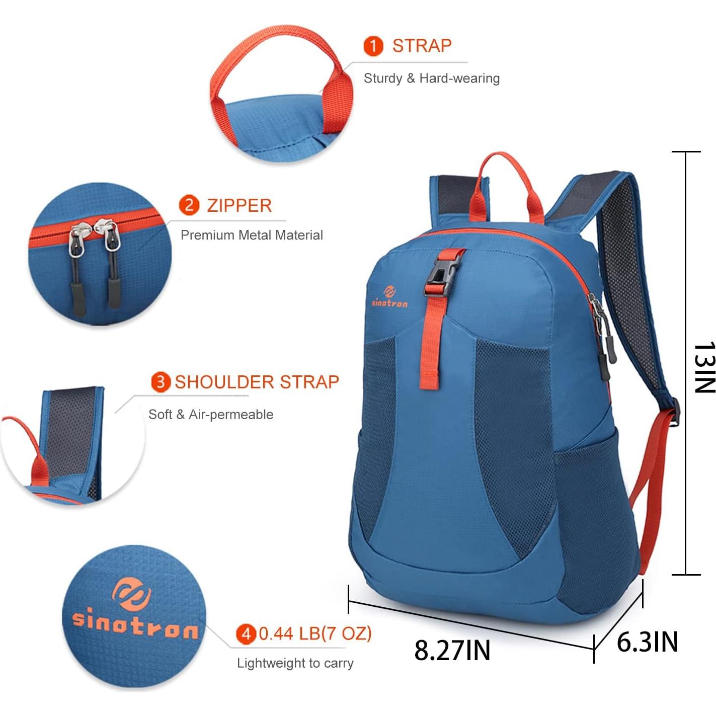 Mochila Plegable Sinotron 22L Nylon Azul para Senderismo