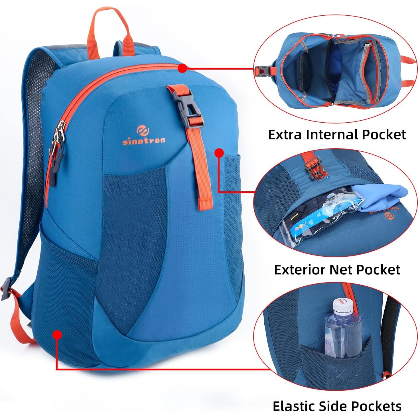 Mochila Plegable Sinotron 22L Nylon Azul para Senderismo