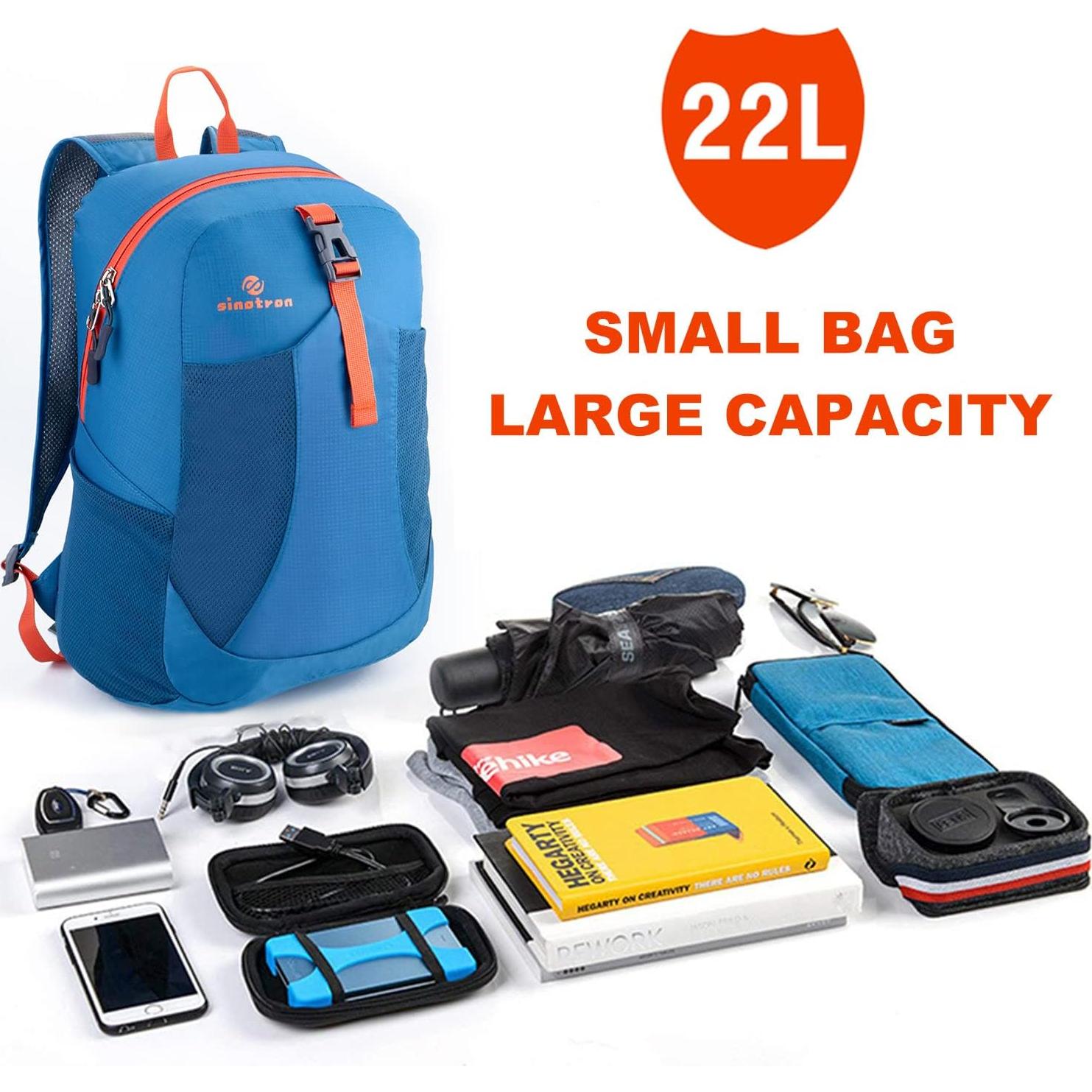 Mochila Plegable Sinotron 22L Nylon Azul para Senderismo