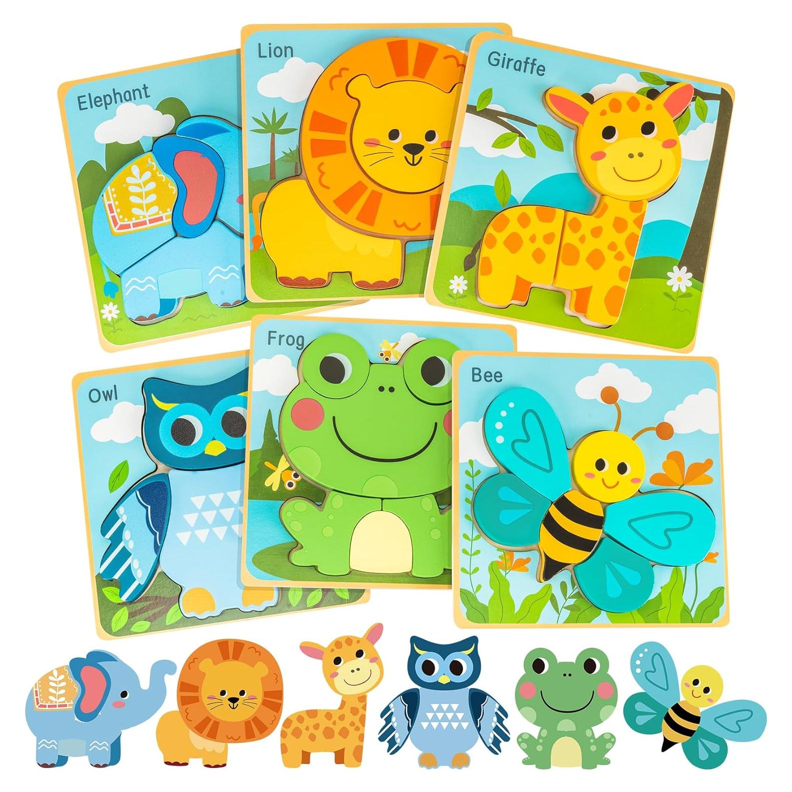 Rompecabezas de Madera Deli Animales 6 Piezas Montessori