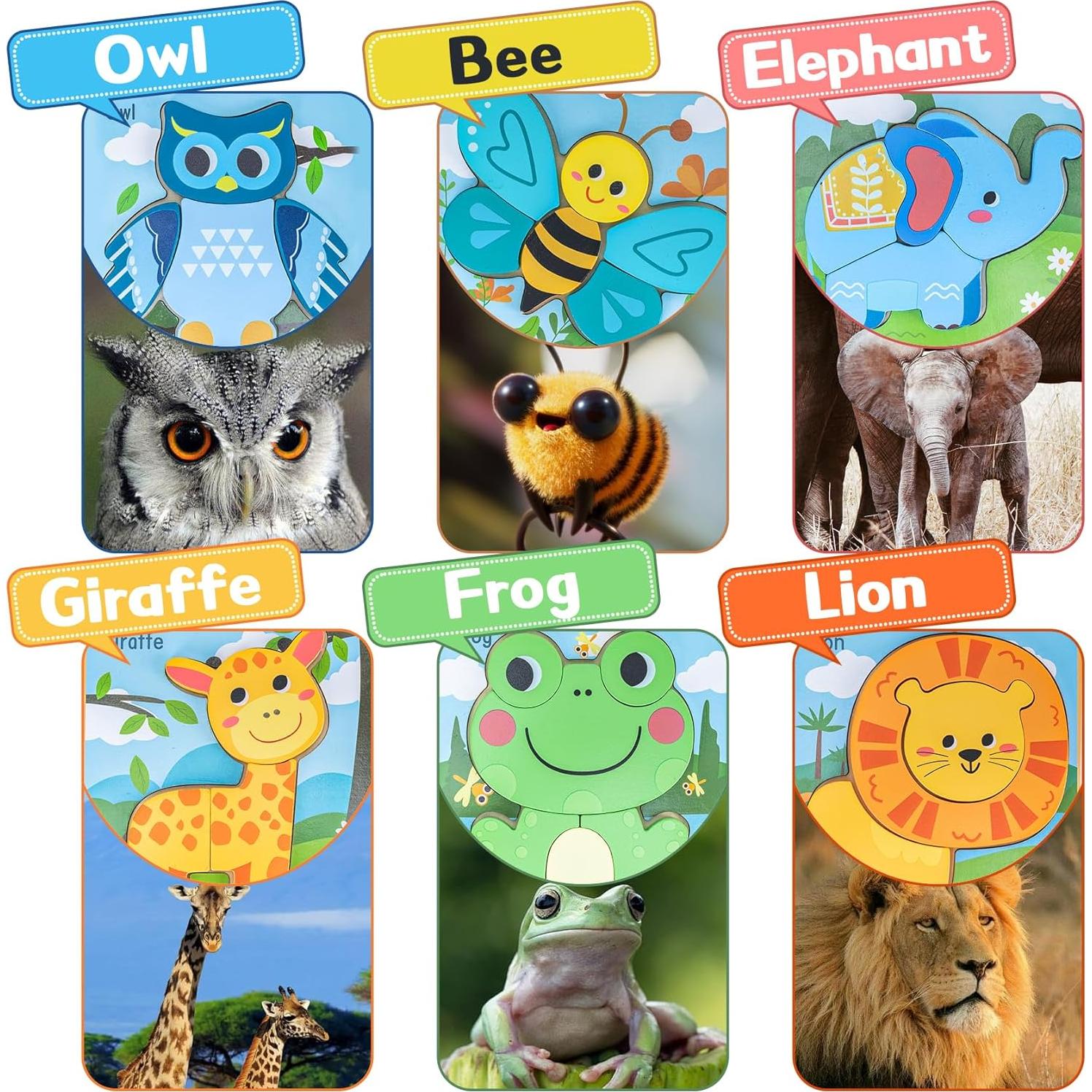 Rompecabezas de Madera Deli Animales 6 Piezas Montessori