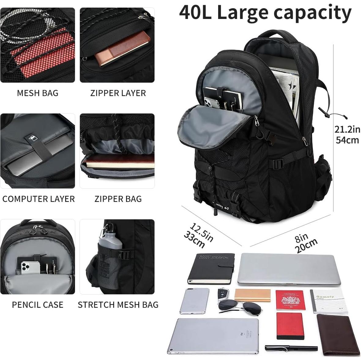 Mochila de Senderismo BOVIP 40L Impermeable Unisex