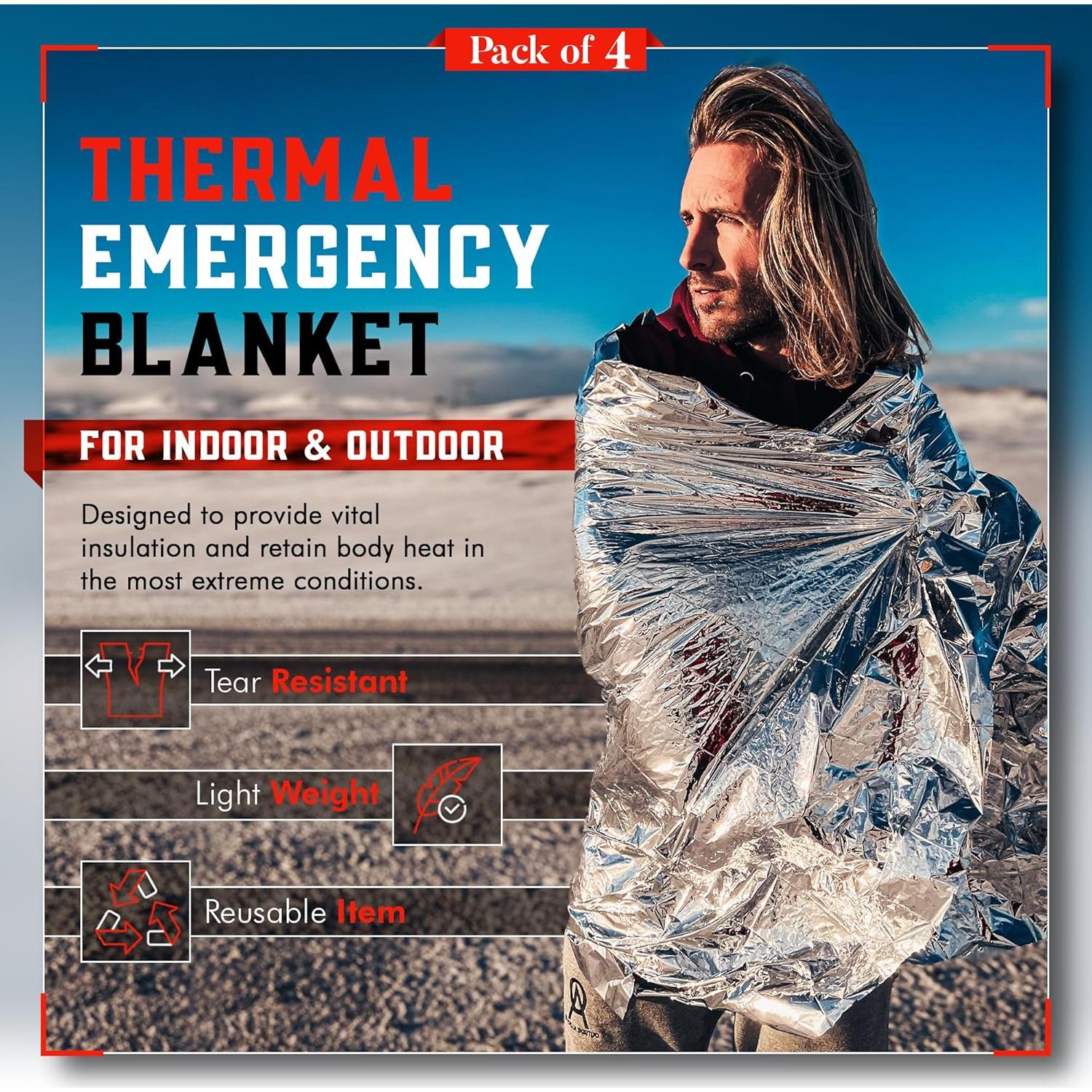 Manta de Emergencia Mart Cobra 4-Pack Mylar Térmicas 213x132cm