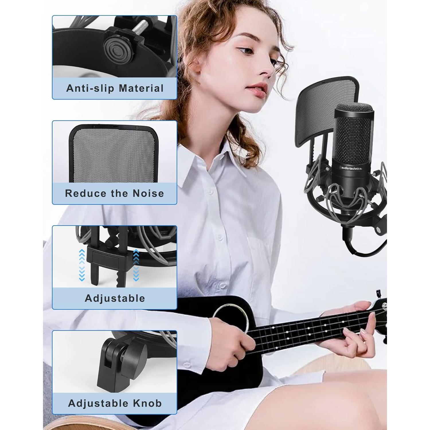 Soporte de micrófono antivibración SUUNTOK con filtro anti-pop