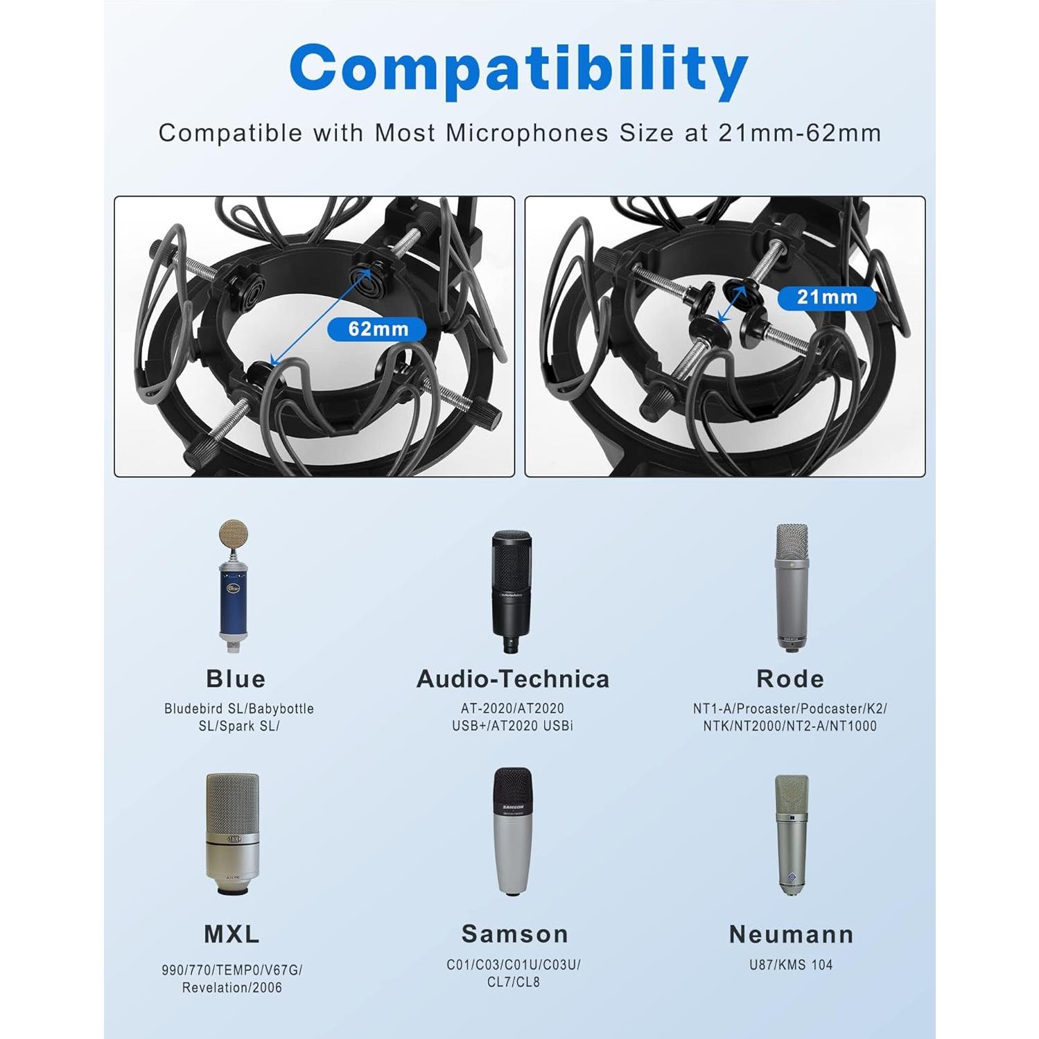 Soporte de micrófono antivibración SUUNTOK con filtro anti-pop