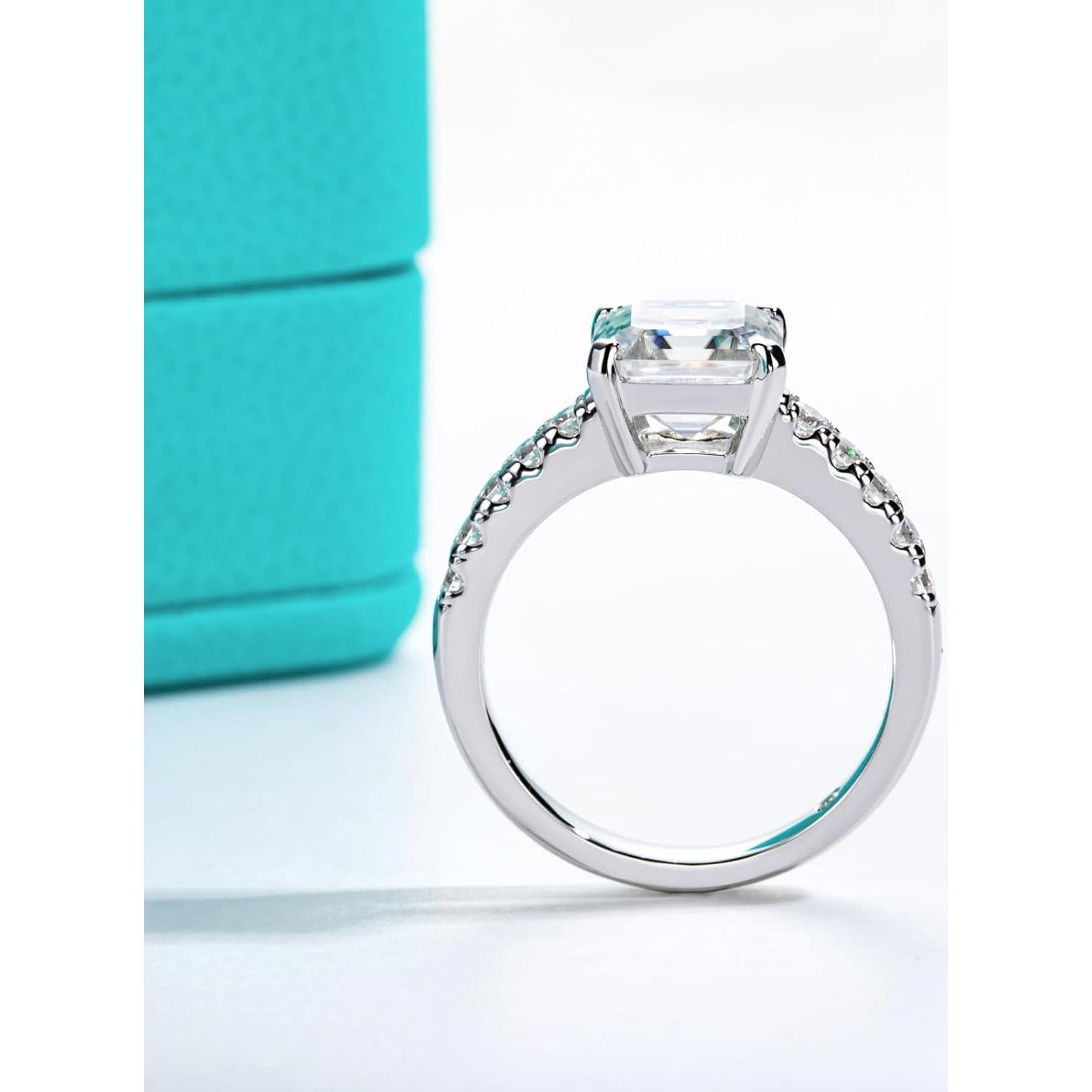 AnuClub Anillo de Compromiso Moissanite 4.3ct Color D Plata 925