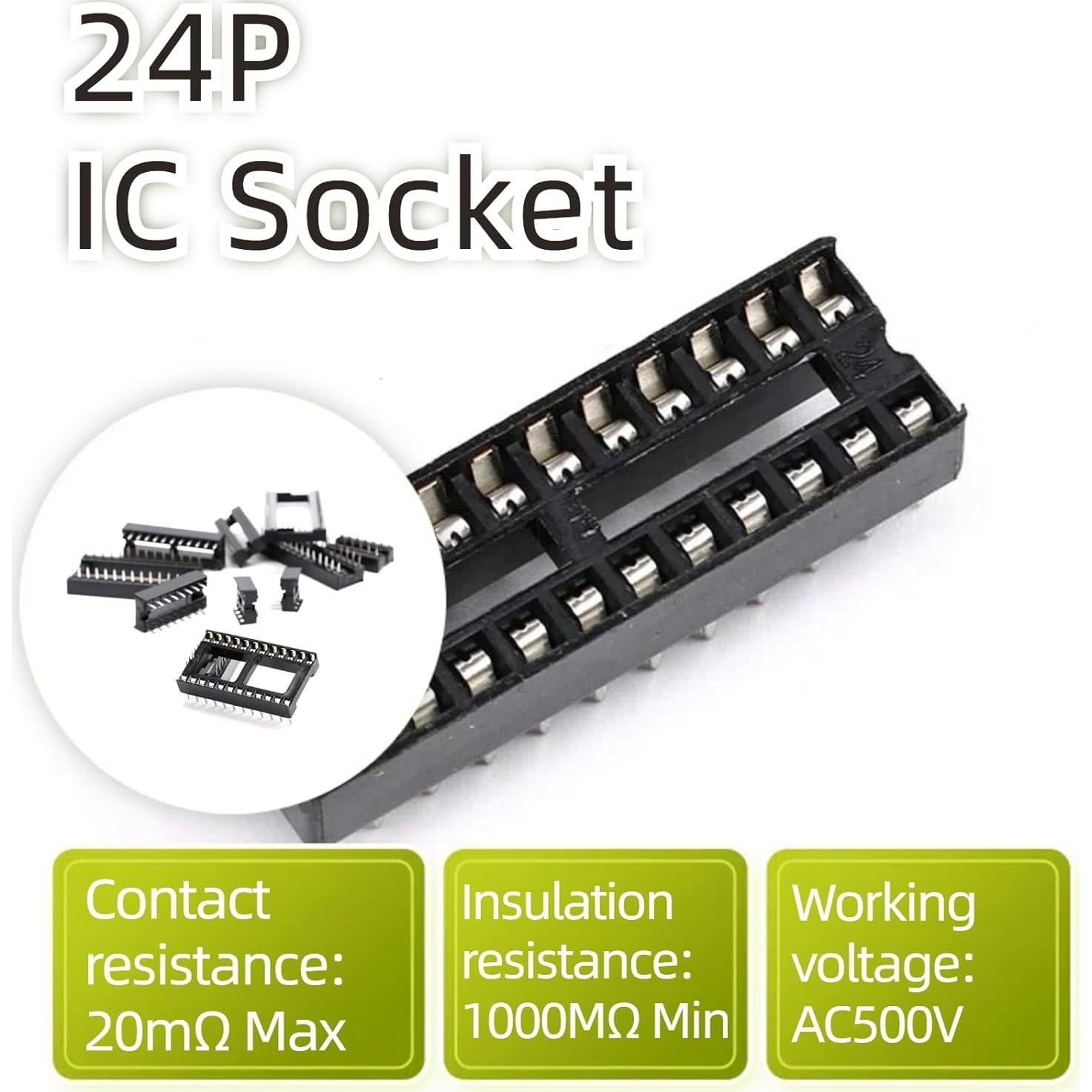 Adaptador Zócalo IC DIP 24 Pines JESSINIE 8 Piezas 2.54mm
