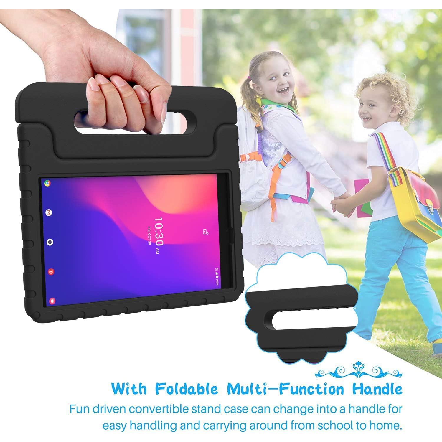 BMOUO Kids Case for Alcatel Joy Tab 2 8 inch 2020, Alcatel Joy Tab 2 Case, Shockproof Kids Friendly Convertible Handle Stand Case for Metroby t-Mobile Alcatel Joy Tab 2 8" Tablet Model: 9032Z - Black