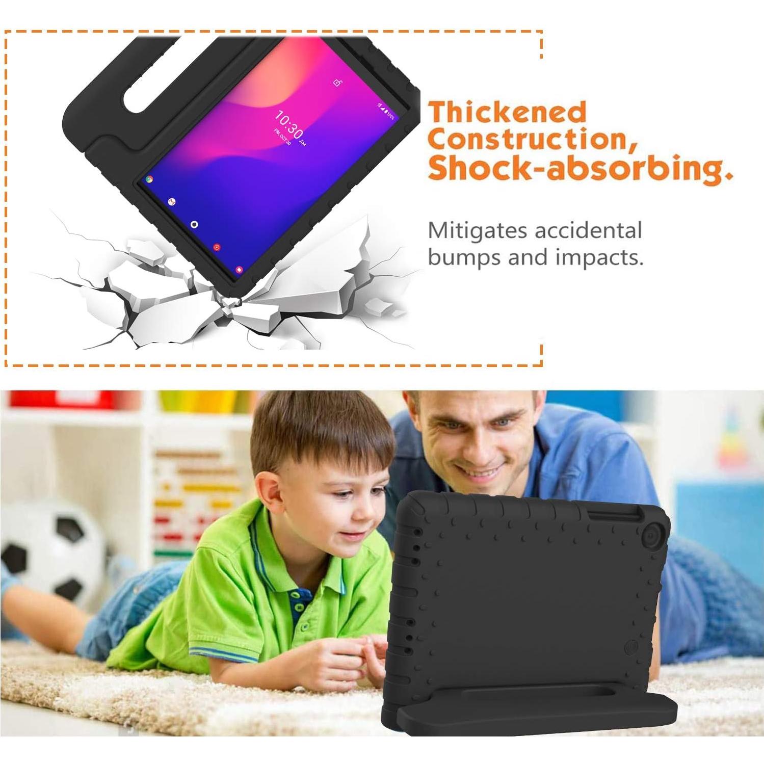 BMOUO Kids Case for Alcatel Joy Tab 2 8 inch 2020, Alcatel Joy Tab 2 Case, Shockproof Kids Friendly Convertible Handle Stand Case for Metroby t-Mobile Alcatel Joy Tab 2 8" Tablet Model: 9032Z - Black