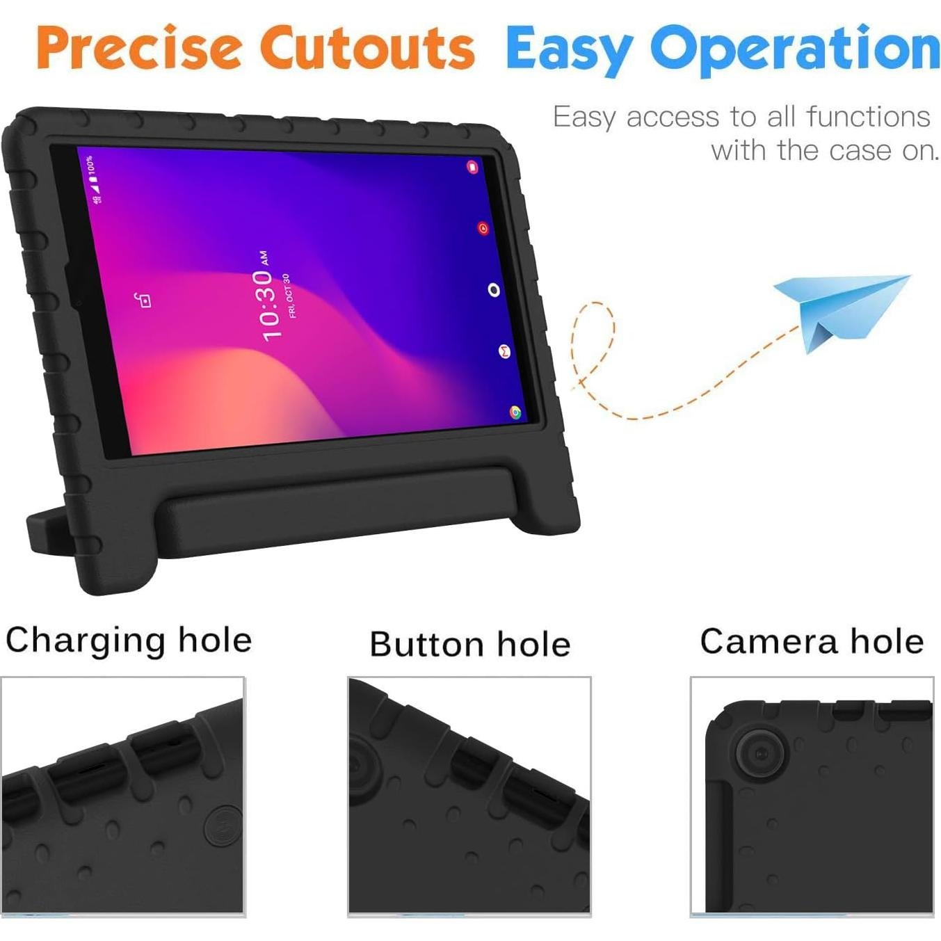 BMOUO Kids Case for Alcatel Joy Tab 2 8 inch 2020, Alcatel Joy Tab 2 Case, Shockproof Kids Friendly Convertible Handle Stand Case for Metroby t-Mobile Alcatel Joy Tab 2 8" Tablet Model: 9032Z - Black