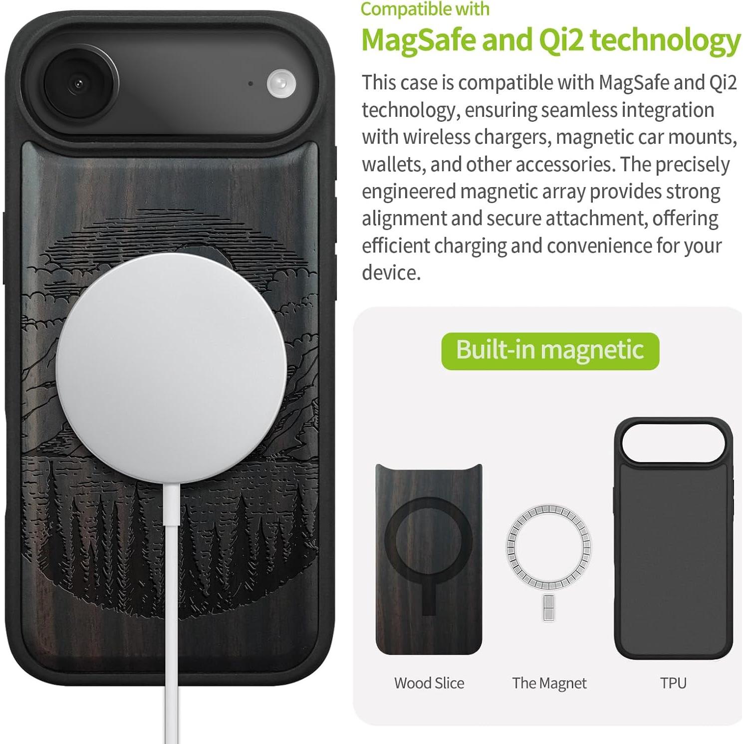 Funda de Madera Magnética Carveit para iPhone Air - Lagos Negro