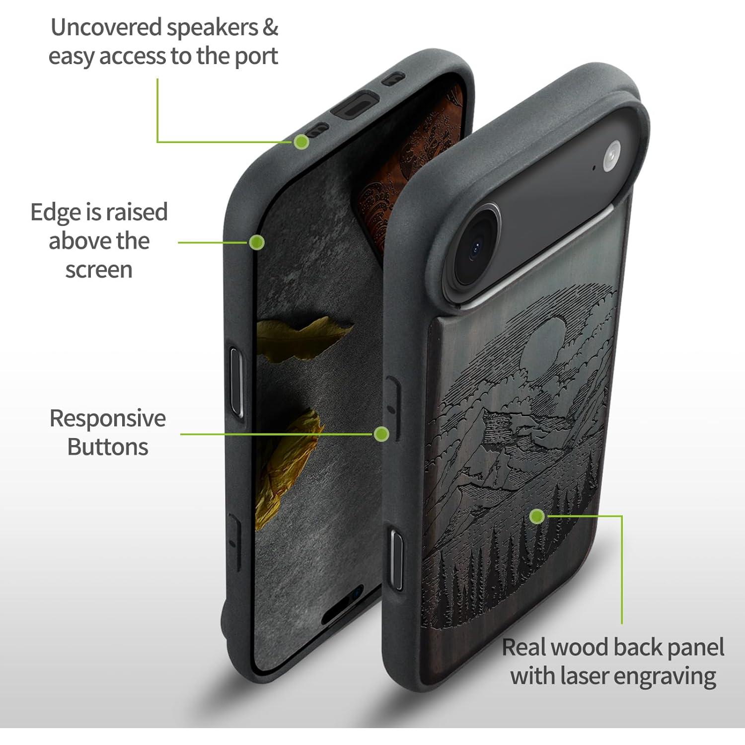 Funda de Madera Magnética Carveit para iPhone Air - Lagos Negro