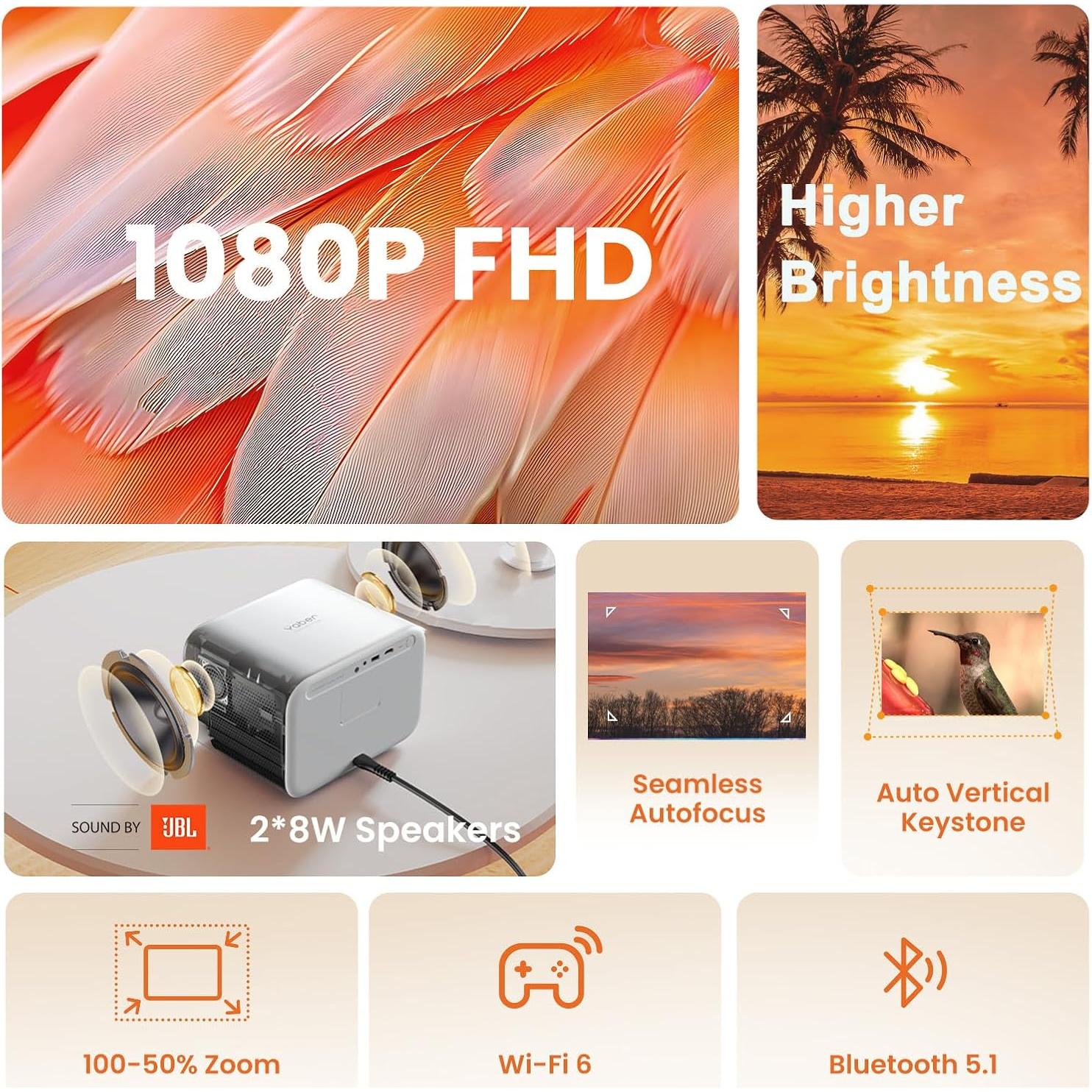 Proyector Yaber L2s 1080P FHD WiFi Bluetooth Sonido JBL