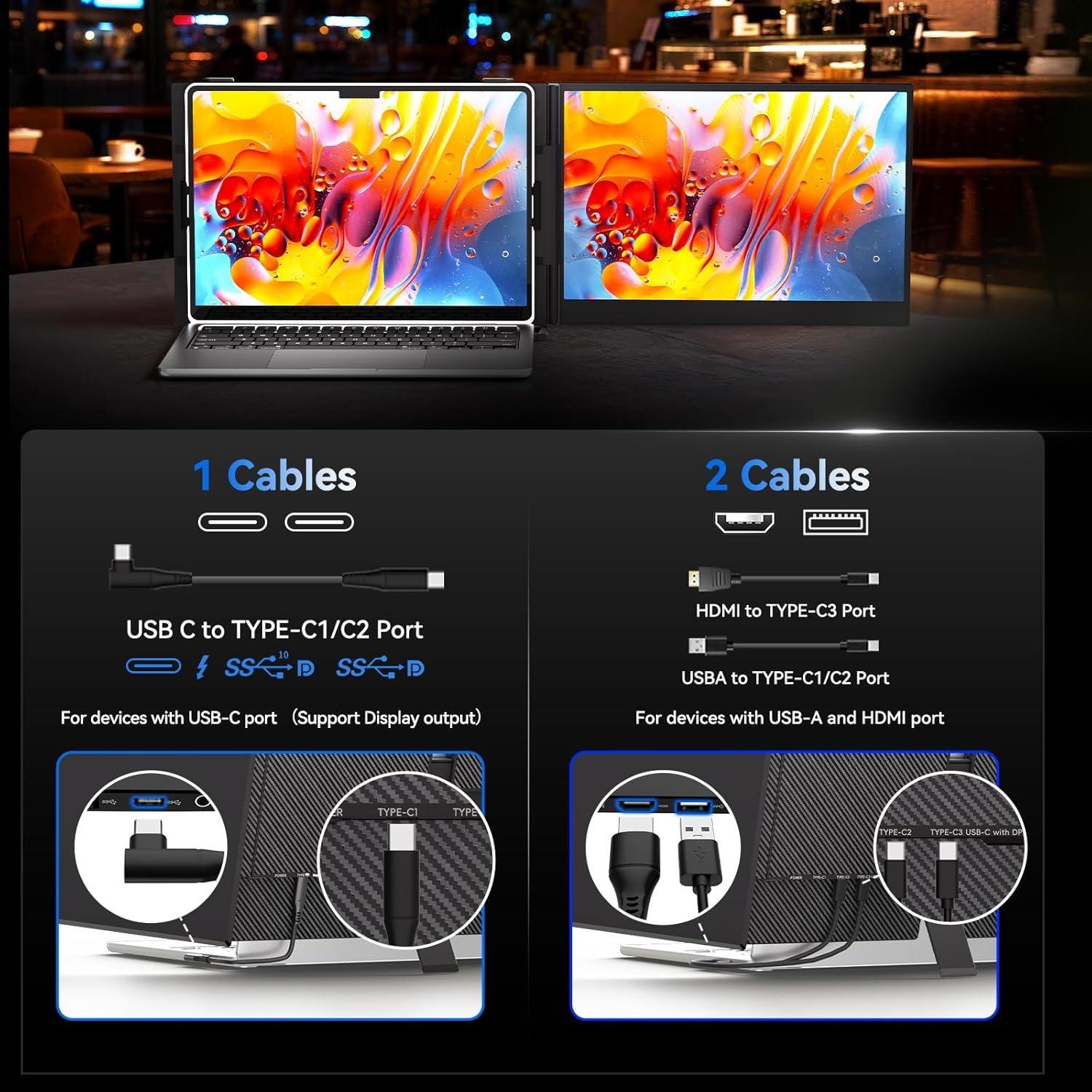 Extensor de Pantalla Portátil DZVW 14" 1080P FHD Ultra Ligero