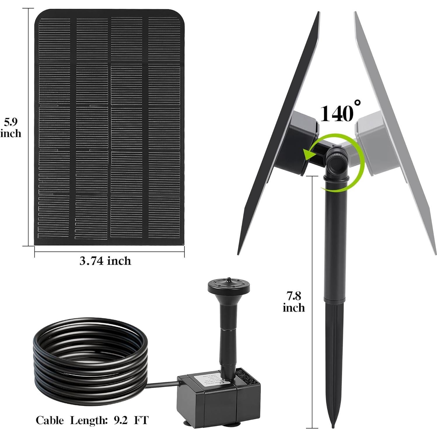 Fuente de Agua Solar 2.5W LAWOO para Jardín y Baño de Aves