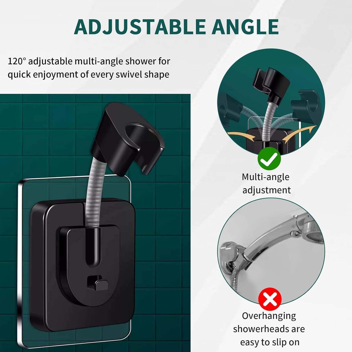 Soporte de Ducha Ajustable 360° Jigspsyzh Montaje en Pared