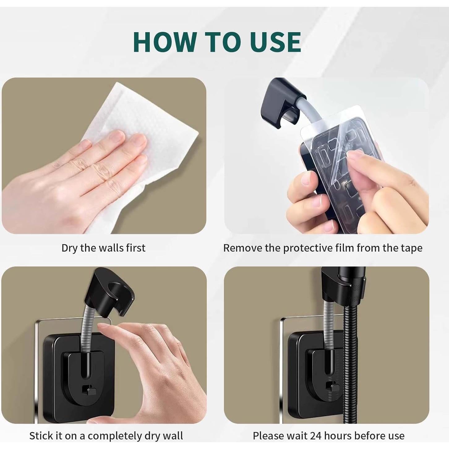 Soporte de Ducha Ajustable 360° Jigspsyzh Montaje en Pared