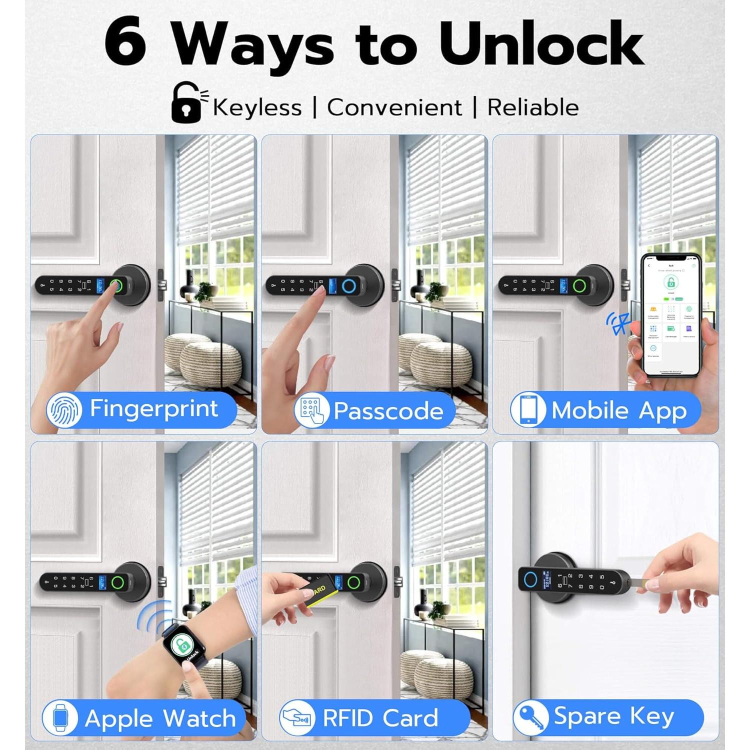 Cerradura Inteligente de Puerta Anweller H1 con Huella Dactilar