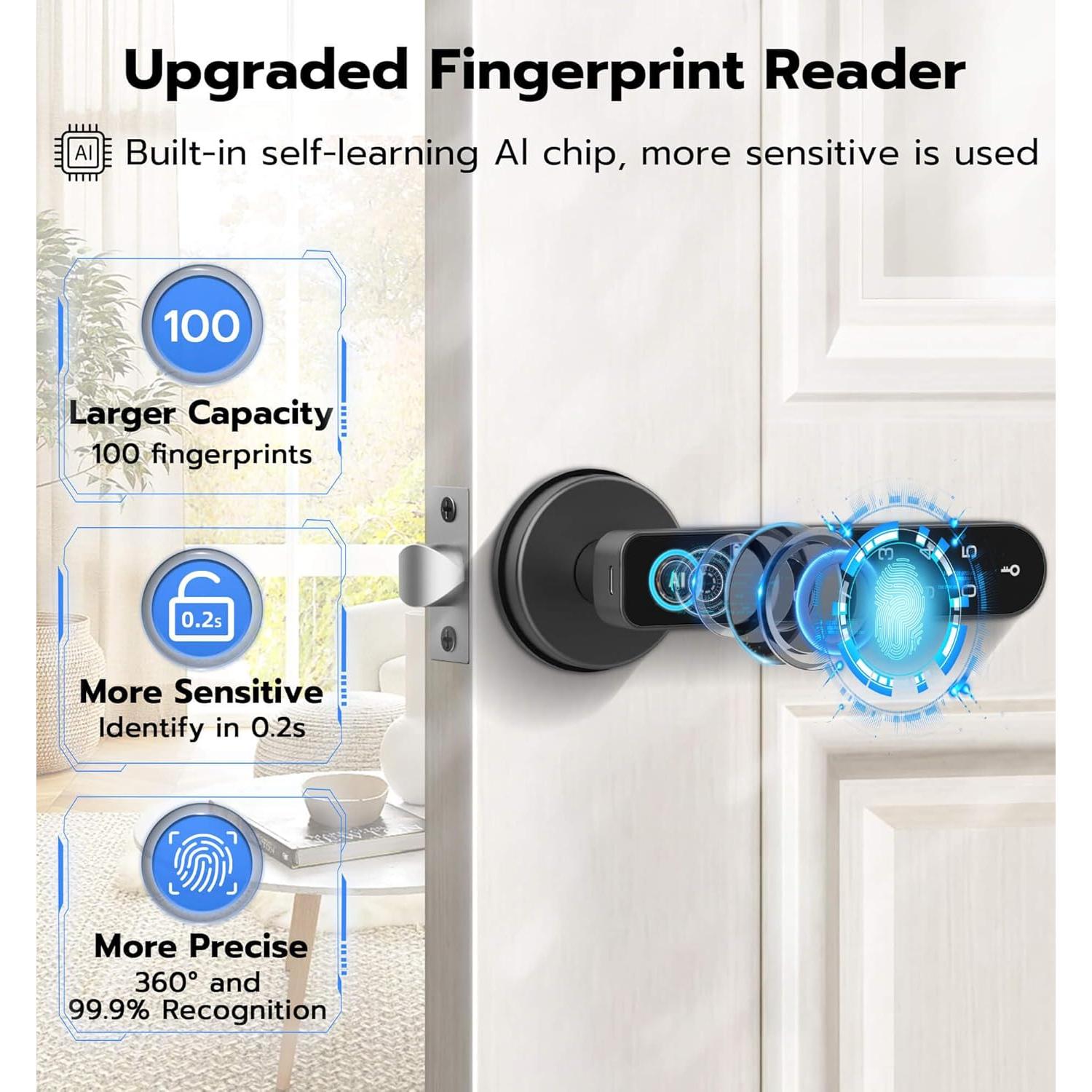 Cerradura Inteligente de Puerta Anweller H1 con Huella Dactilar