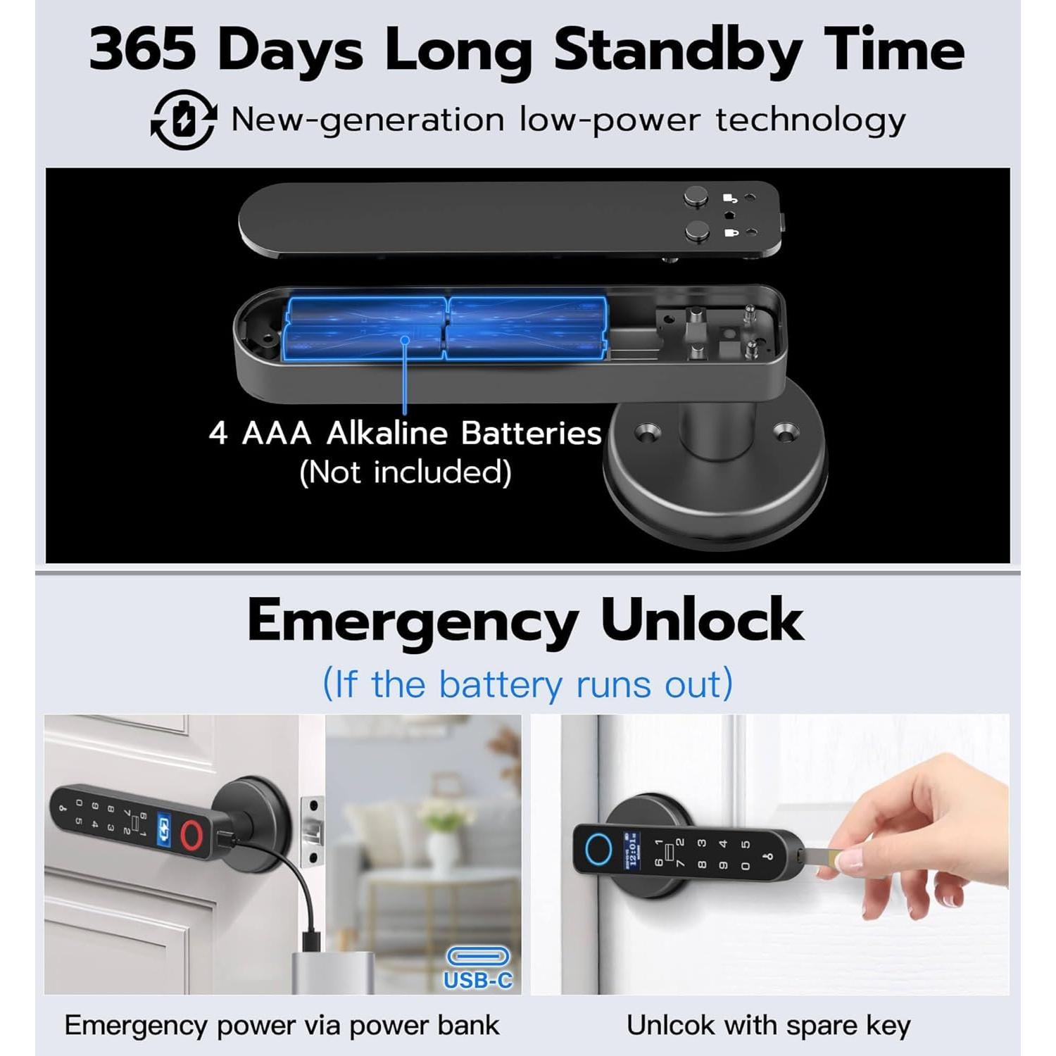 Cerradura Inteligente de Puerta Anweller H1 con Huella Dactilar