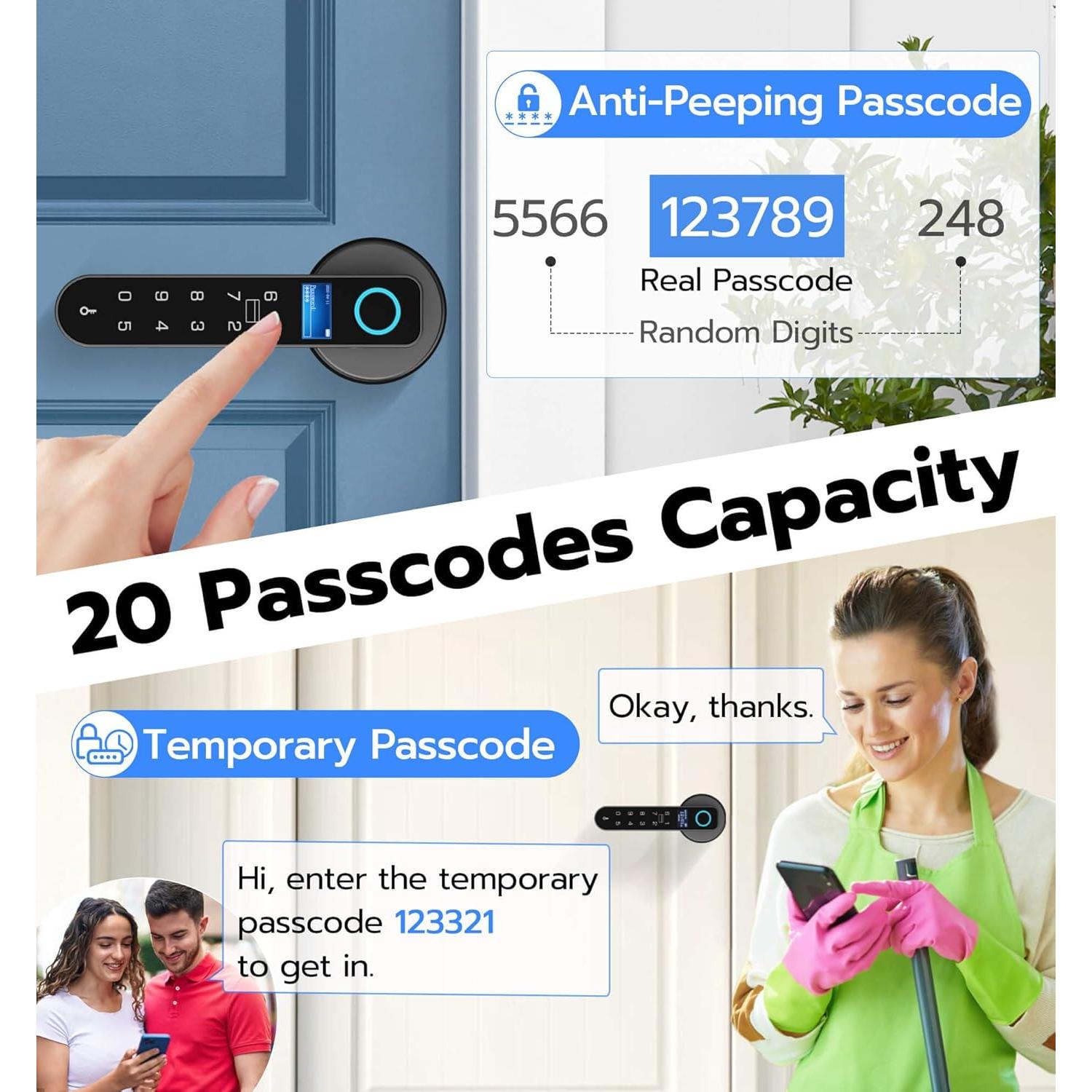 Cerradura Inteligente de Puerta Anweller H1 con Huella Dactilar