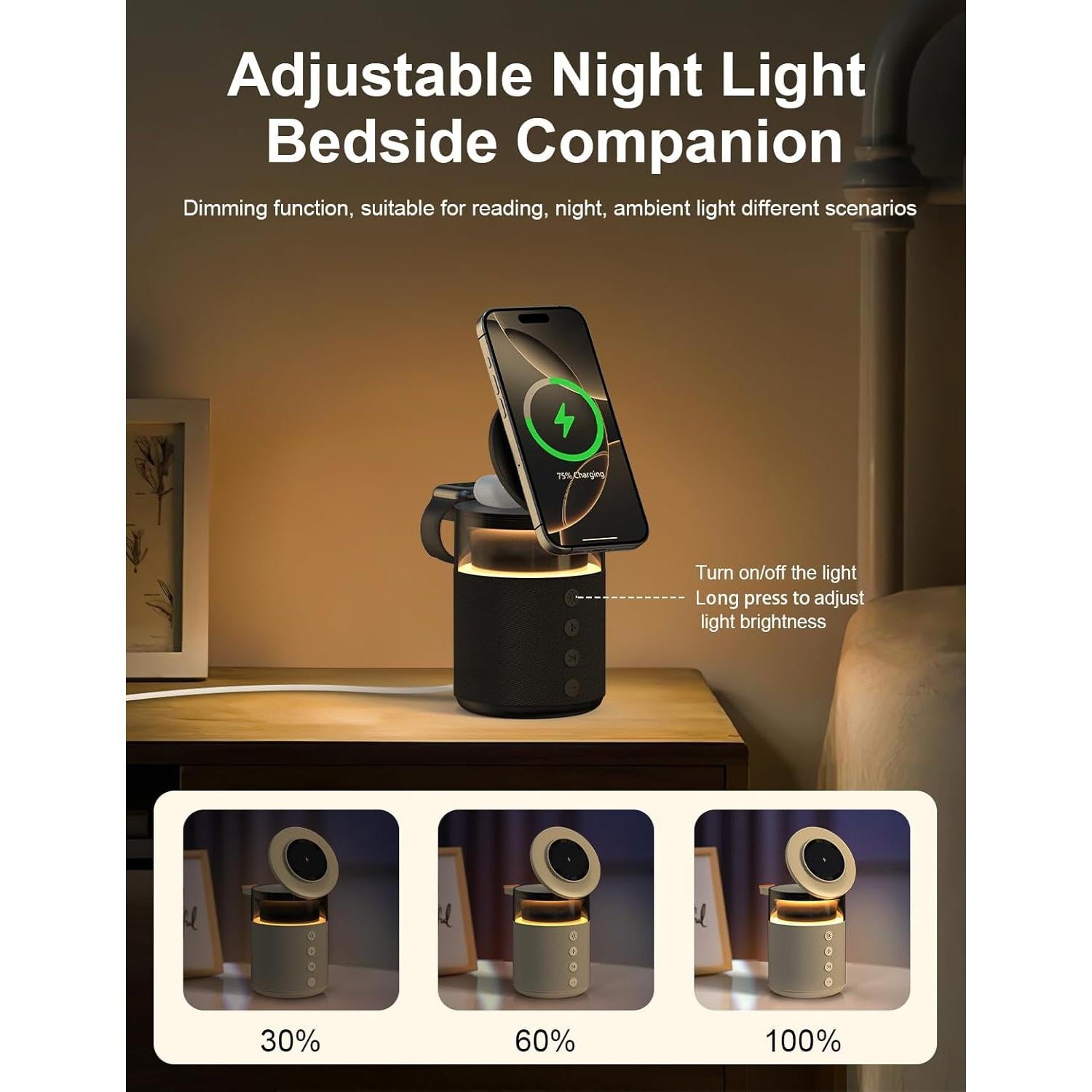 Estación de Carga Inalámbrica 5-en-1 BlKE Max con Altavoz y Luz