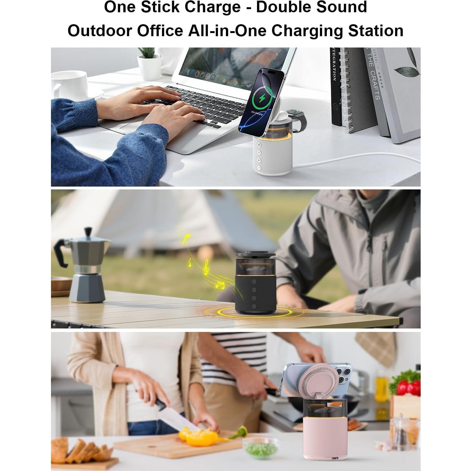 Estación de Carga Inalámbrica 5-en-1 BlKE Max con Altavoz y Luz