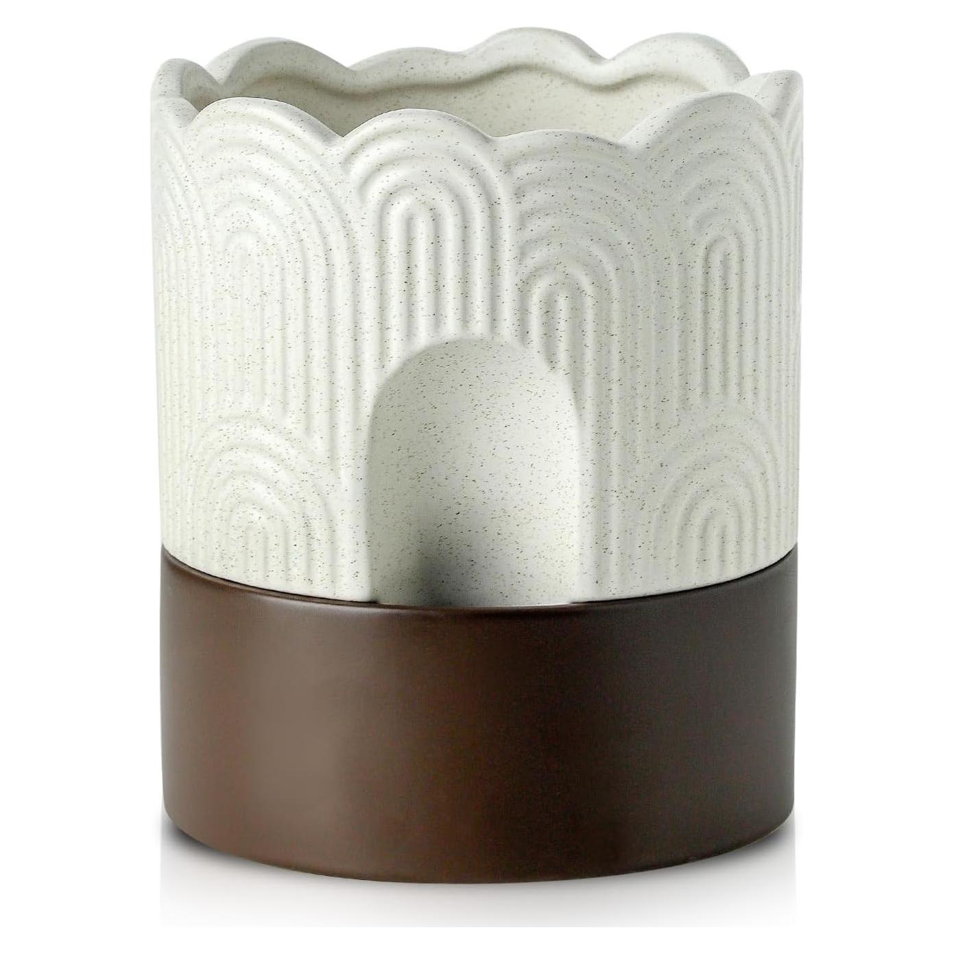 Maceta Autorriego Nihow 15 cm Cerámica Beige y Marrón