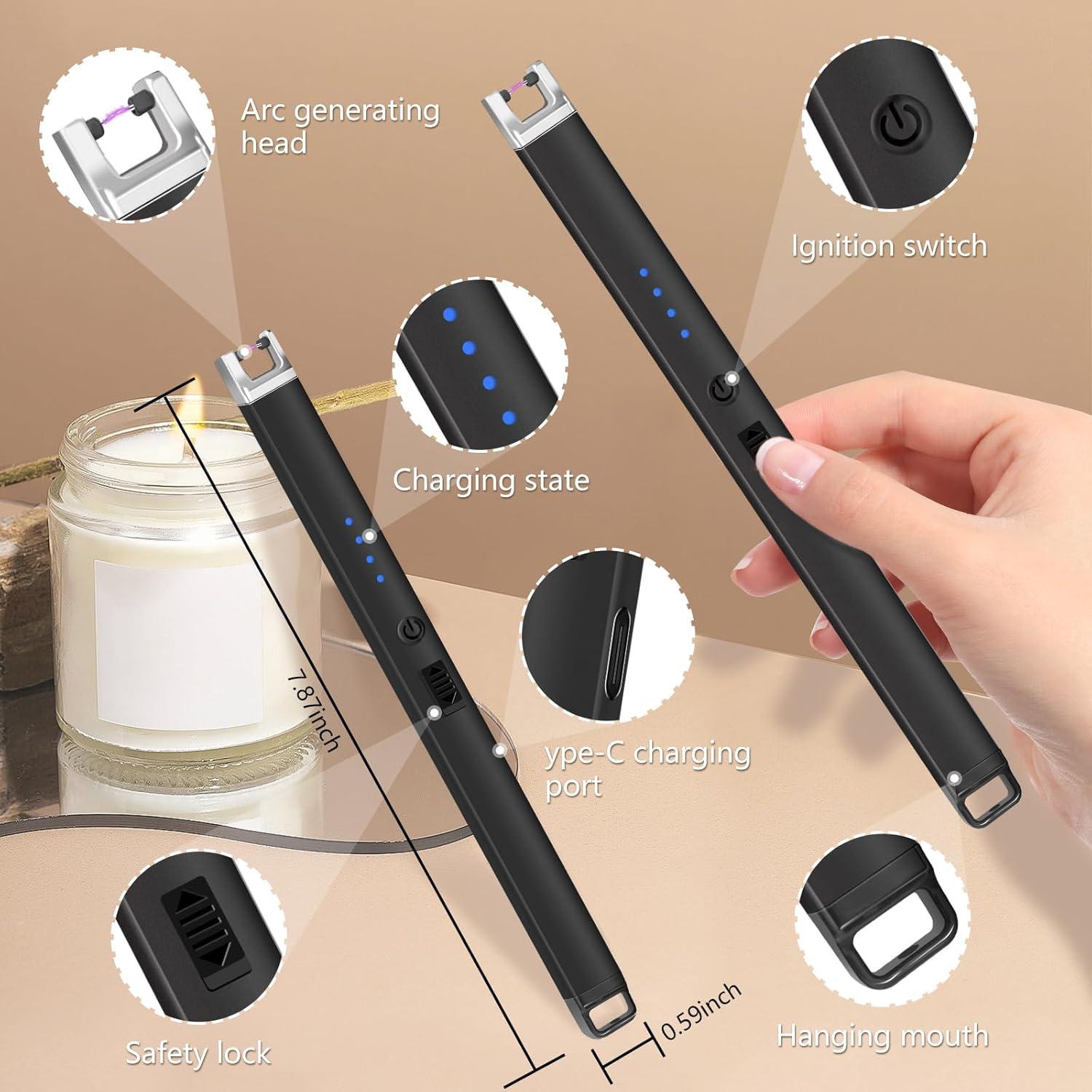 Encendedor Eléctrico Recargable KOULATE Negro con Luz LED