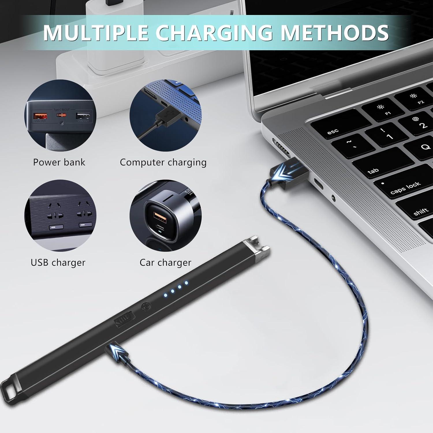 Encendedor Eléctrico Recargable KOULATE Negro con Luz LED