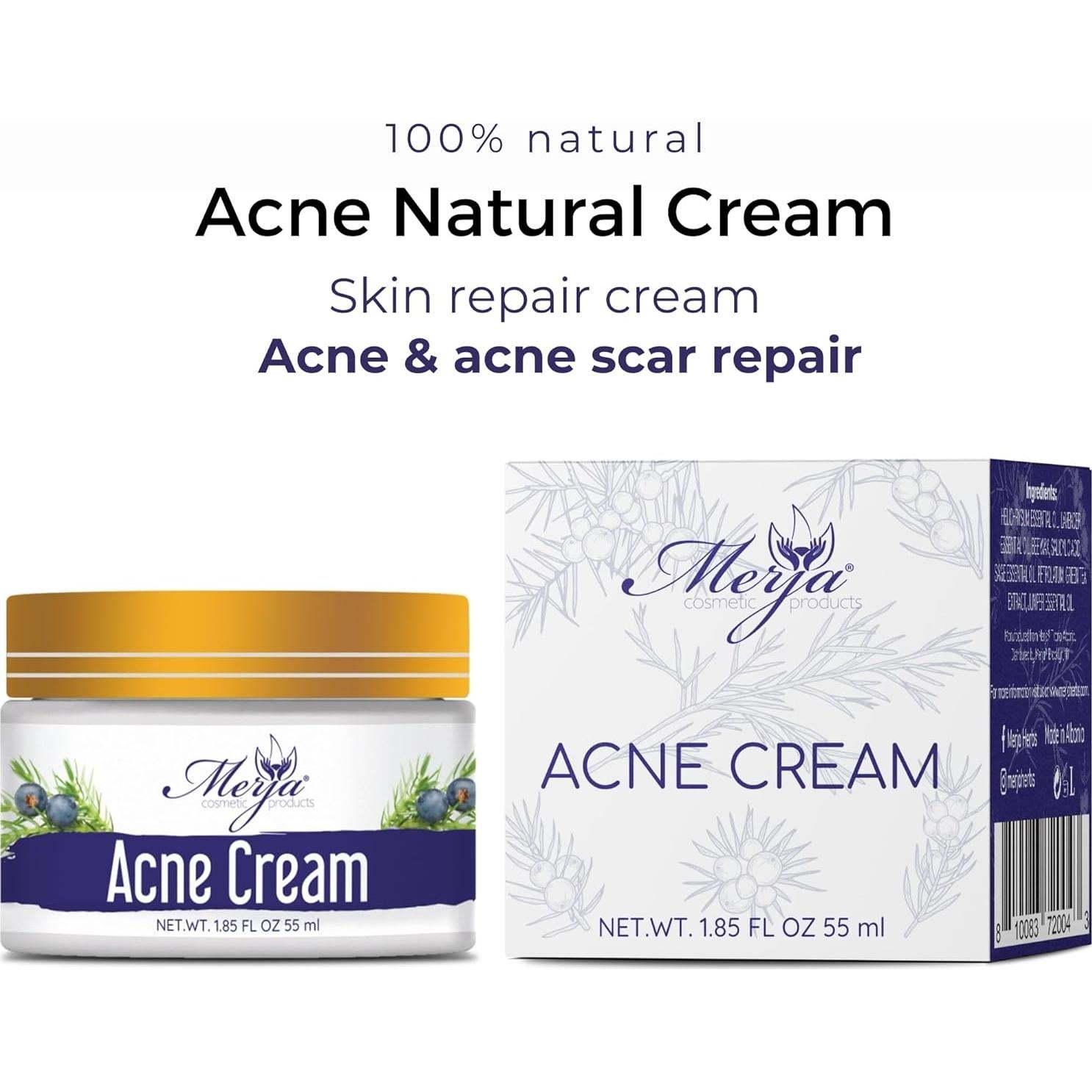 Crema Hidratante Facial Anti Acné Merja Herbs 55ml Natural