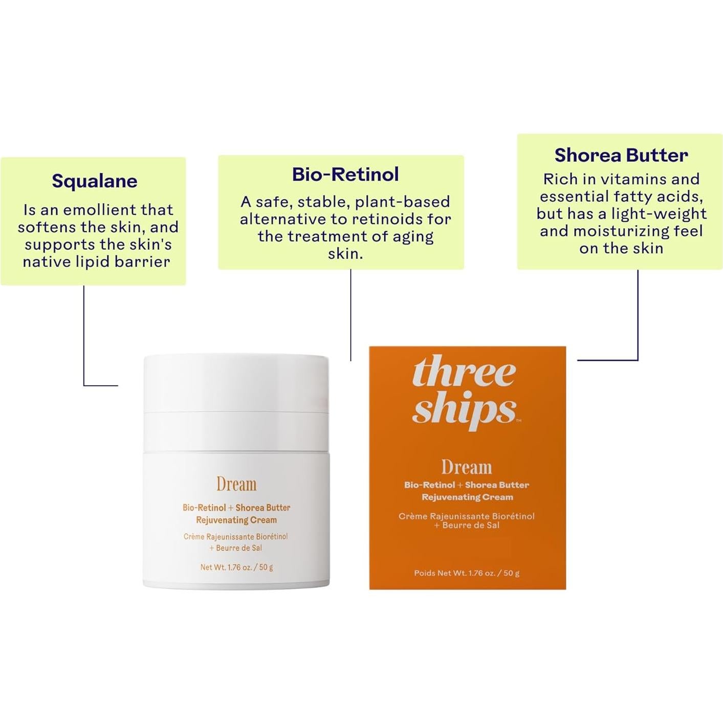 Crema Rejuvenecedora Three Ships Bio-Retinol 50 g - Hidratante