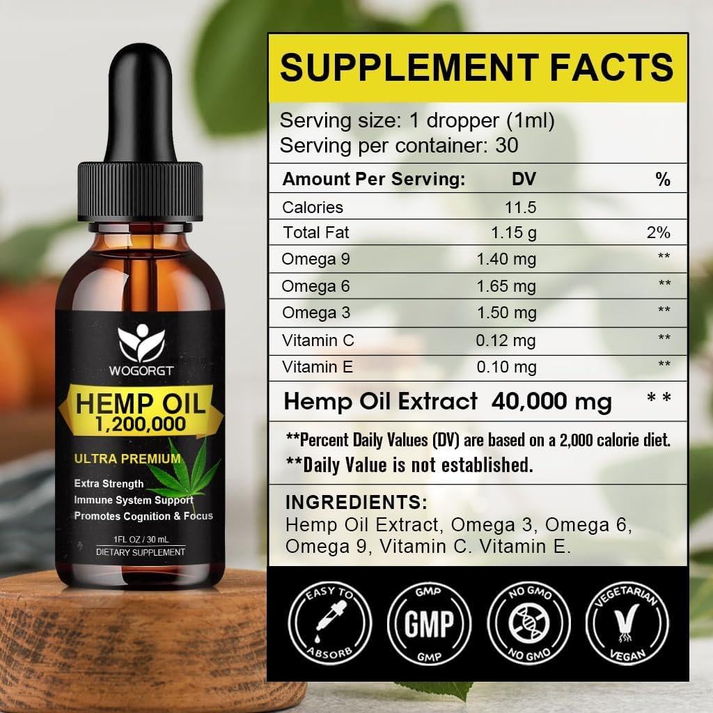 Aceite de Cañamo Orgánico WOGORGT 30mL - Paquete de 2